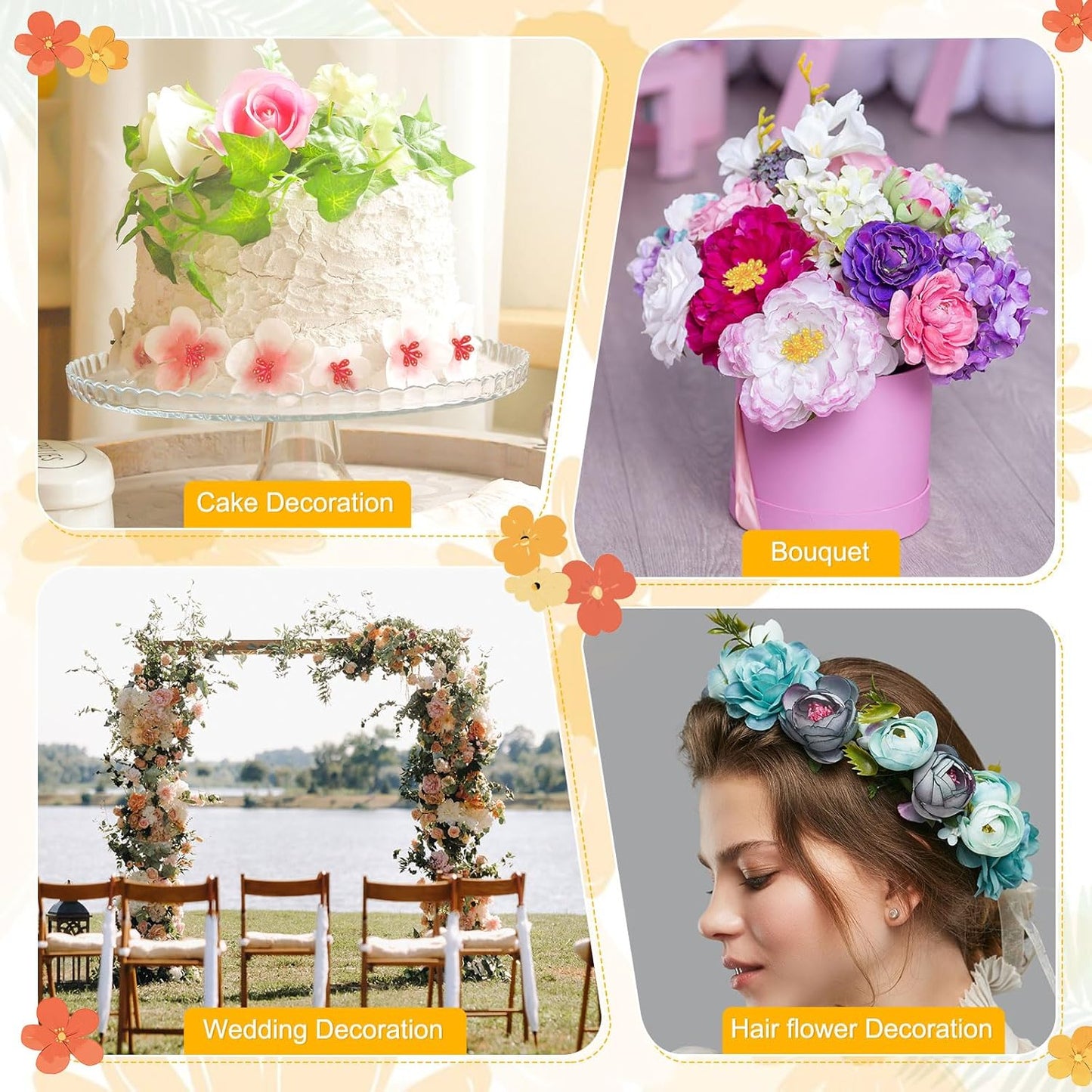 600-Pack Flower Stamens for Crafts, 5mm Double Heads Artificial Pearl Floral Pistil Mini Flower Pollens Stamens for DIY Making/Wedding/Scrapbook Decoration [Golden Coffee]