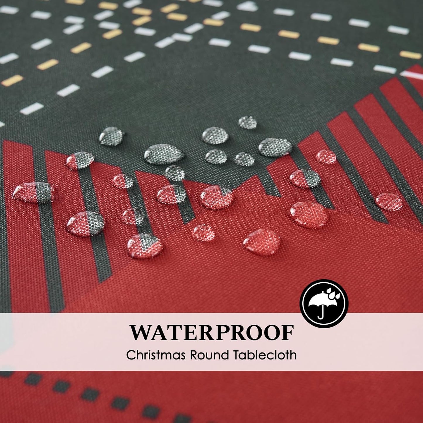 Christmas Tablecloth Round 60 Inch Waterproof, Machine Washable Checkered Polyester Table Cover for Xmas Party, Winter Holiday Home Decoration in Festive Checkered Green 1pack