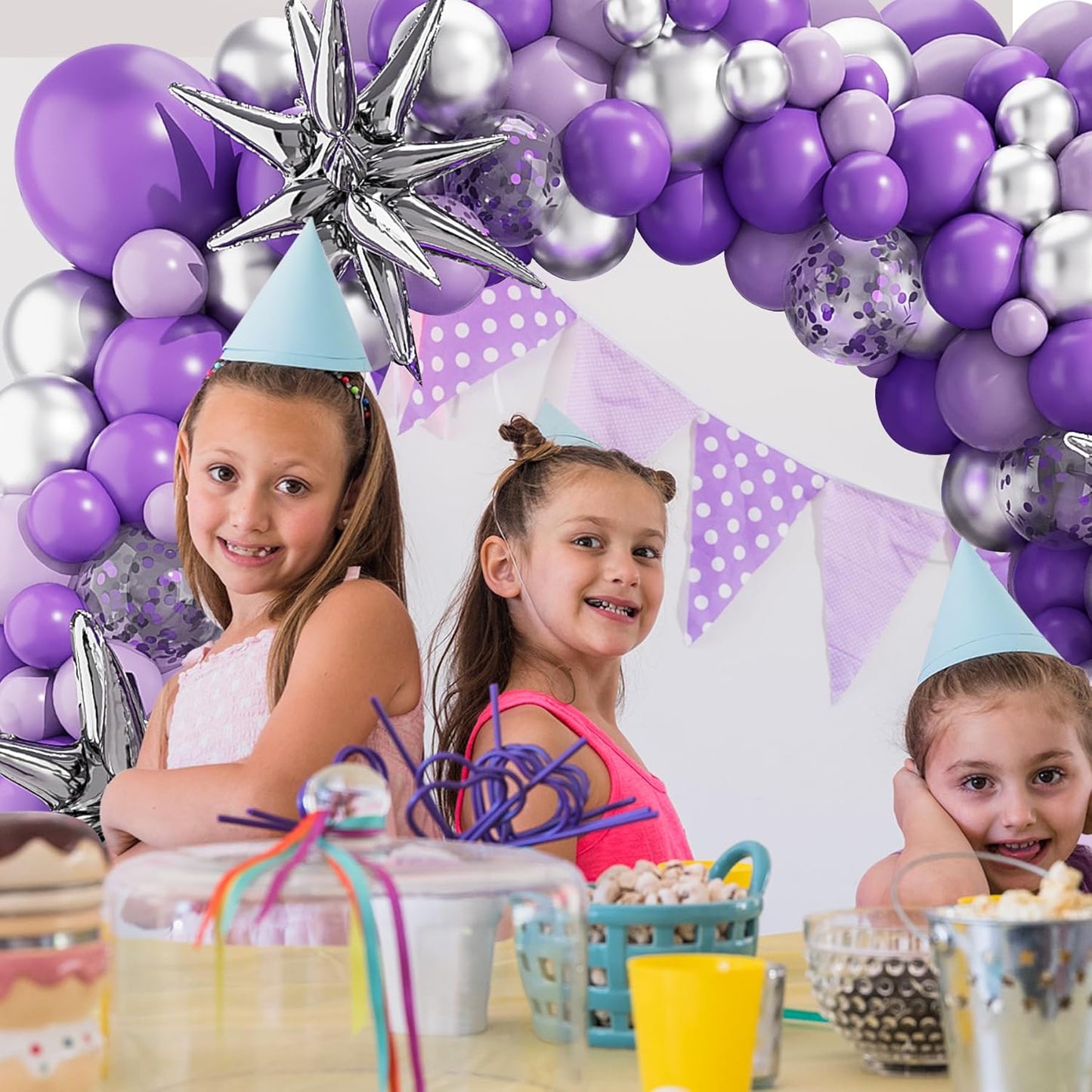 Purple Balloons Garland Arch Kit,127PCS Lavender Purple Light Purple Confetti Latex Metal Aluminum Foil Balloons for Baby Shower Ladies Birthday Wedding Party Decor Supplies