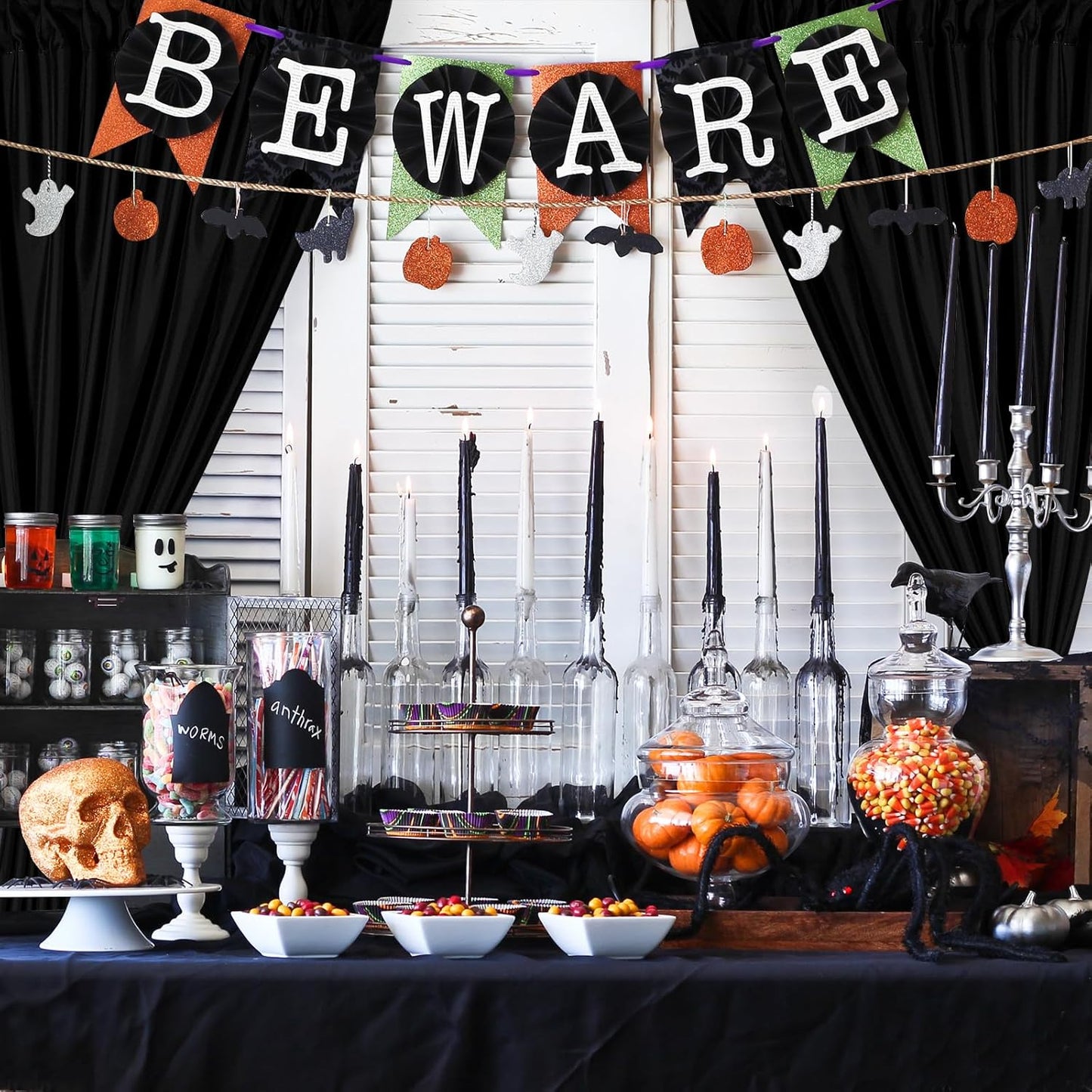 DWCN 10x10 FT Black Backdrop Curtains for Parties, Photography Backdrop Drapes with Rod Pockets for Wedding Decorations Stage Birthday Family Gatherings, 2 Panels 5ft x 10ft