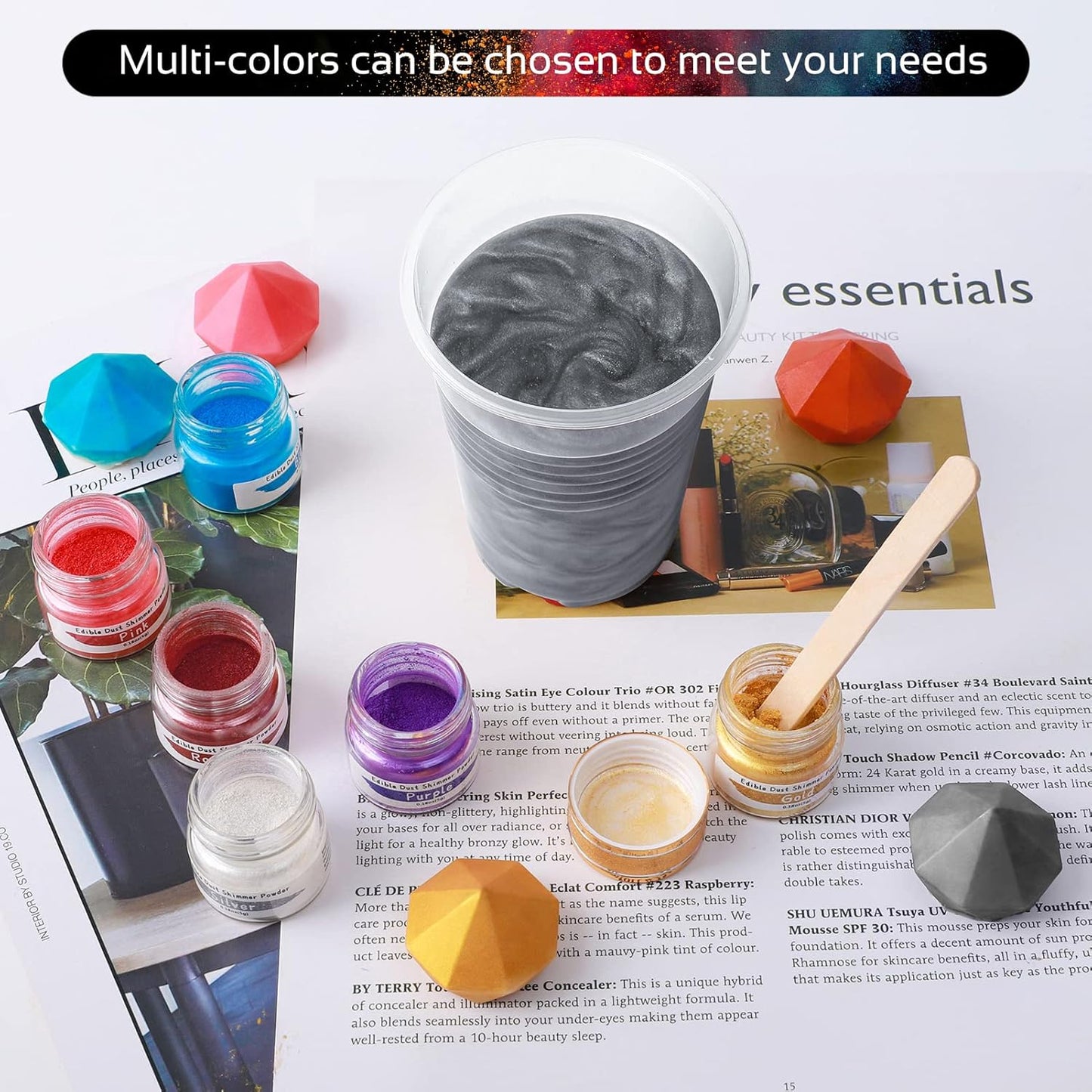 Jelife Black Edible Luster Dust - 5 Grams Food Grade Cake Dust Shimmer Powdered, Edible Metallic Powder Food Coloring for Cake Decorating, Chocolates, Fondant, Drinks, Painting & More, Vegan