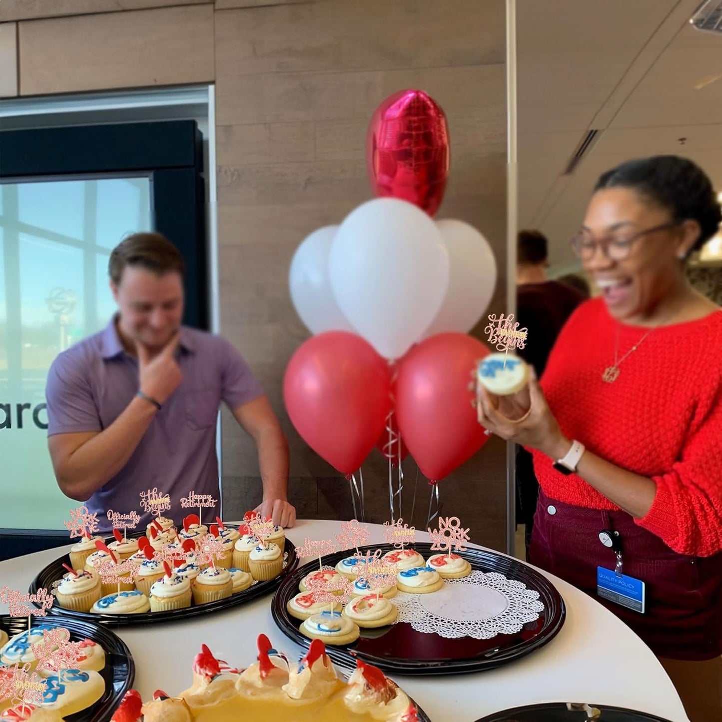 24Pcs Happy Retirement Cupcake Toppers Officially Retired Cake Toppers No Work Zone Adventure Begins Cupcake Picks Retirement Theme Farewell Birthday Party Decorations Supplies Rose Gold