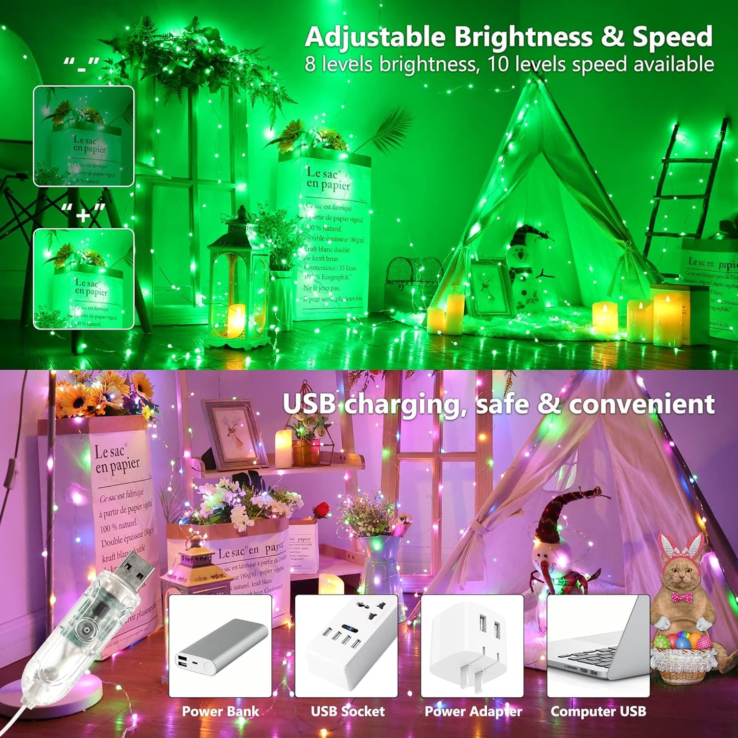 BrizLabs Color Changing Fairy Lights, 66ft 200 LED Rainbow Christmas Fairy Lights with Remote, RGB Xmas Tree Light with Timer, Dimmable Twinkle Light Music Sync for Indoor Xmas Halloween Easter Party