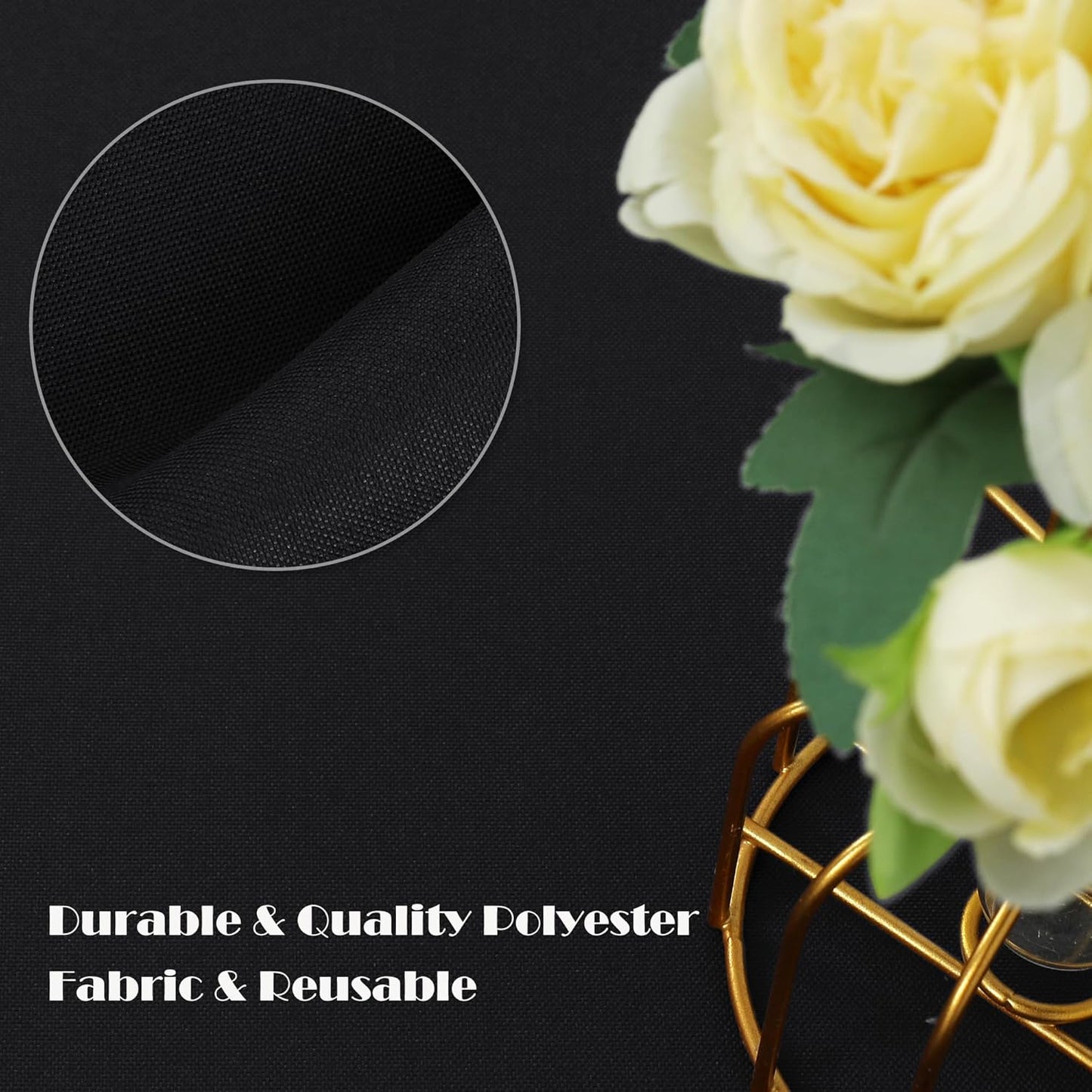 sancua 8 Pack Round Tablecloth 90 Inch Black, Stain and Wrinkle Resistant Table Cloth - Washable Polyester Table Cover for Dining Tables, Buffet Parties and Camping