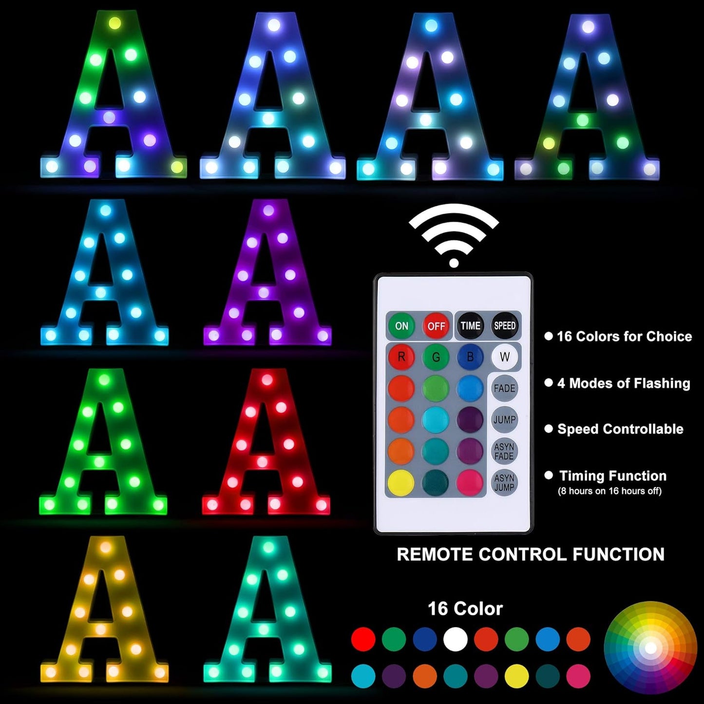 Foaky Colorful LED Number Lights with Remote, Marquee Light Up Number Sign for Night Light Wedding/Birthday Party Battery Powered Christmas Lamp Home Bar Decoration (9)
