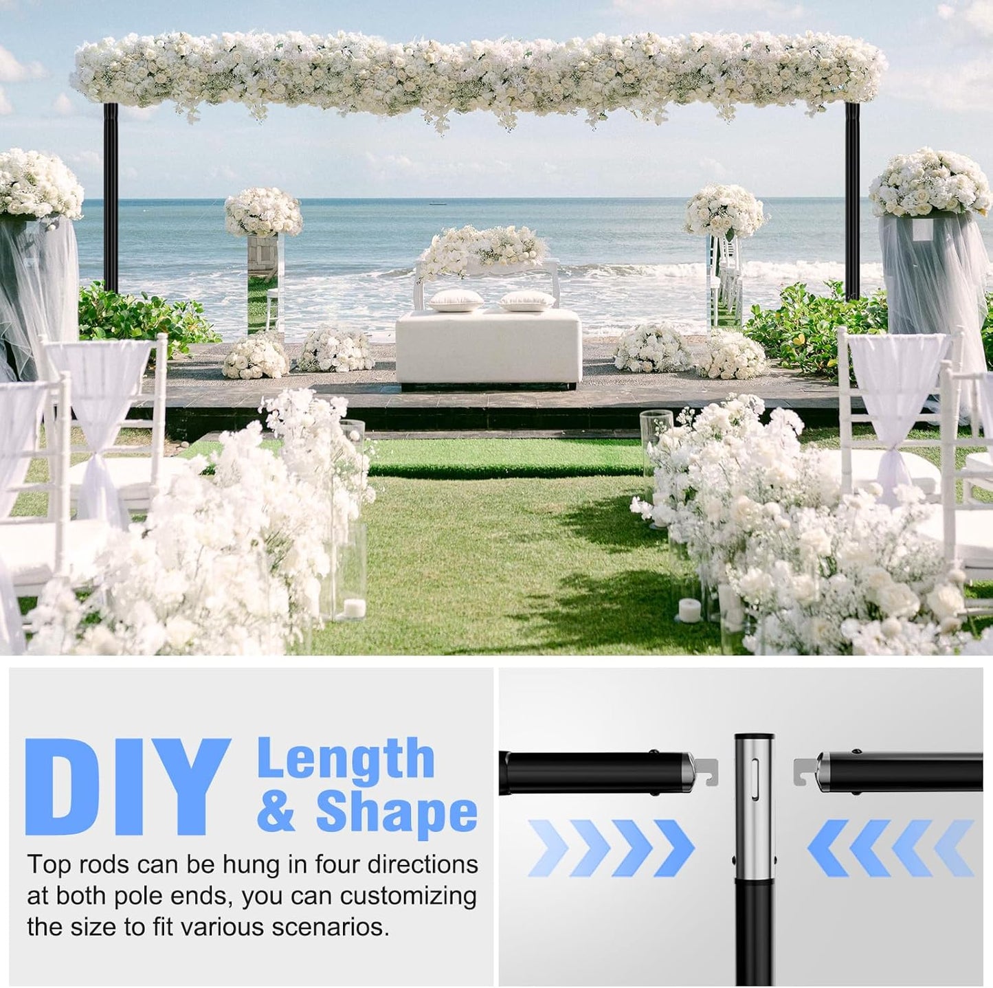 Pipe and Drape Backdrop Stand 10FT x 10FT, Adjustable Backdrop Stand Heavy Duty, Background Stand, Backdrop Stand for Parties, Photography, Wedding, Birthday Decoration (10ft x 10ft)