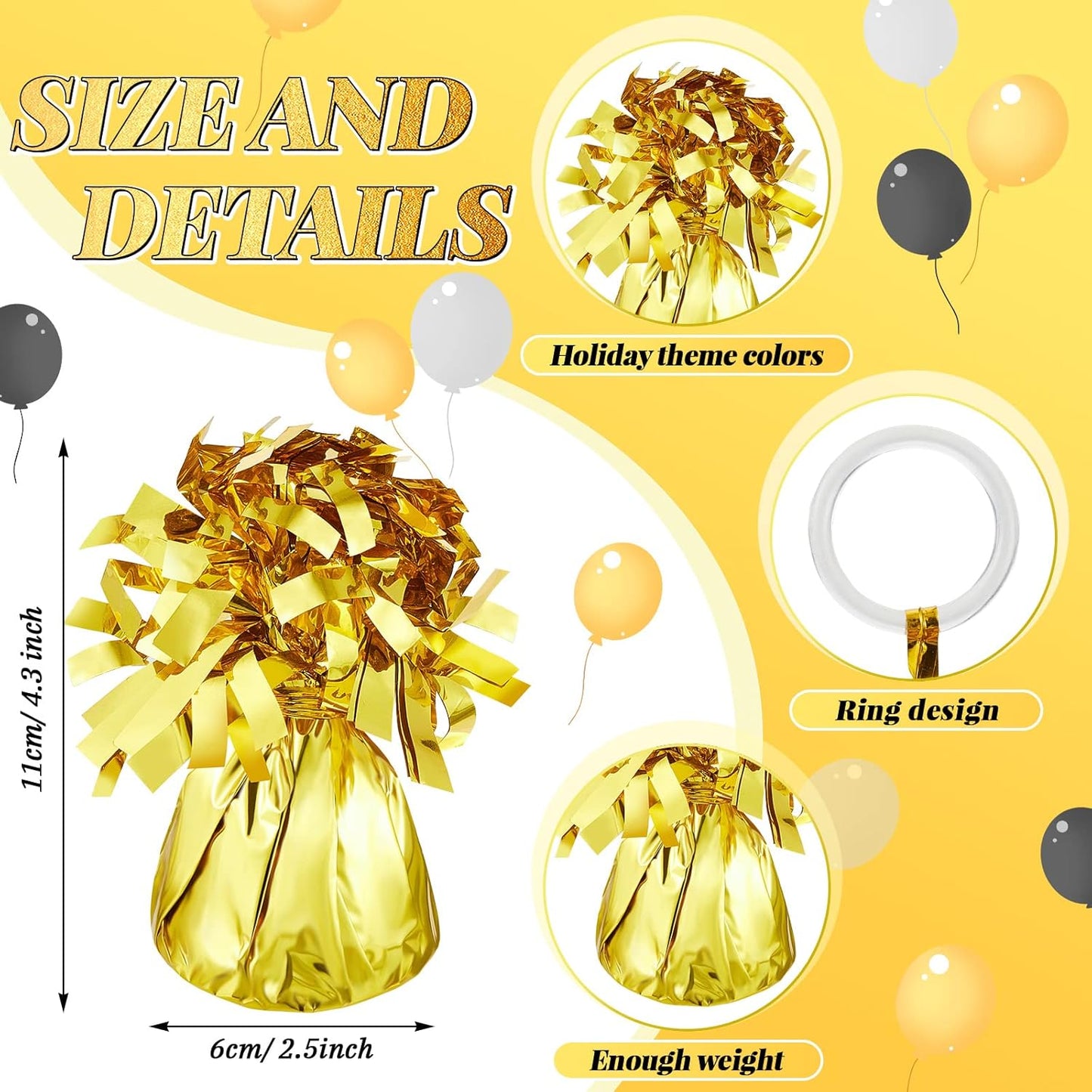 36 Pieces Metallic Balloon Weights Set Heavy Solid Balloon Weights Table Centerpiece DIY Decor for Christmas Thanksgiving Birthday Party Favors Wedding Shower