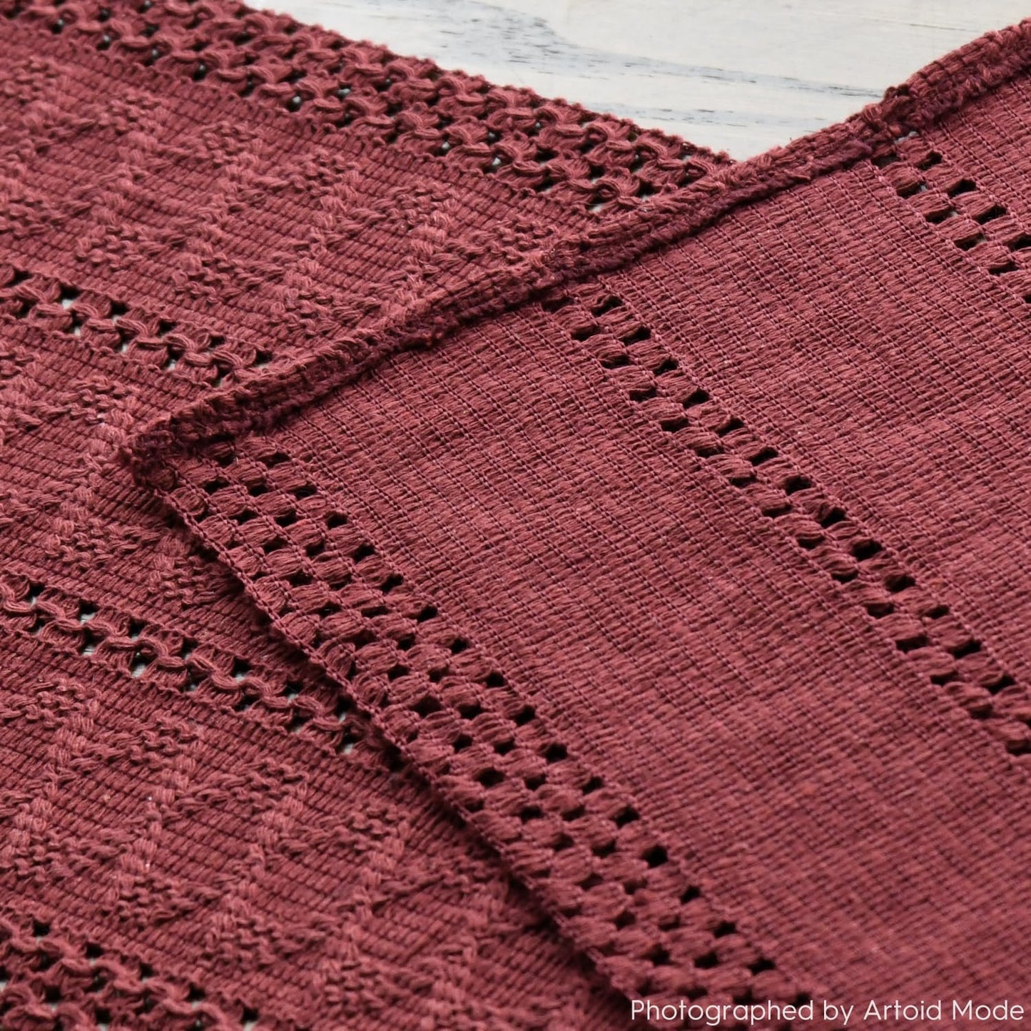 Artoid Mode Red Farmhouse Woven Rustic Hollow Table Runner, Seasonal Holiday Kitchen Dining Table Decoration for Home Party Decor 12x36 Inch