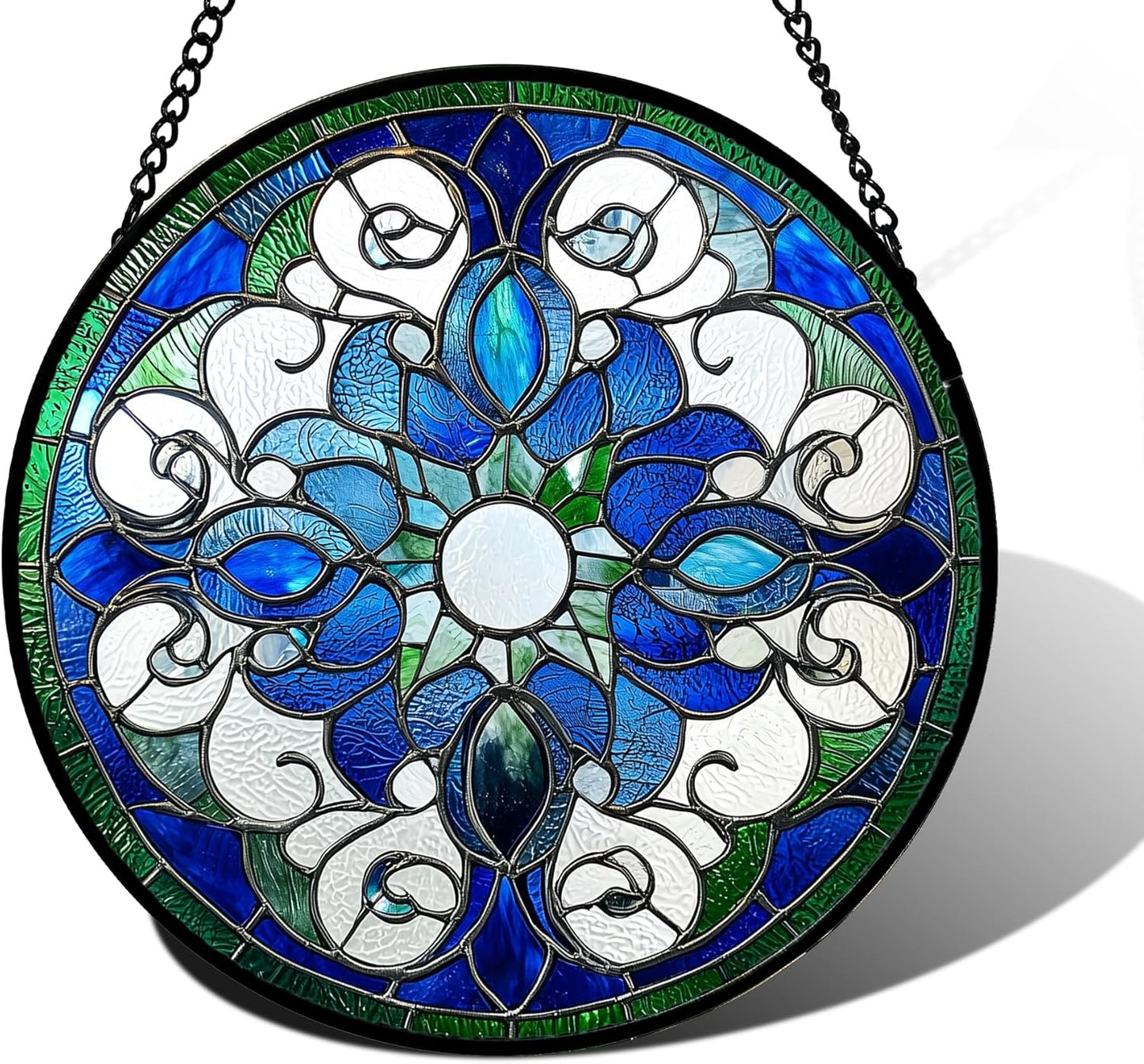 Stained Glass Window Hanging, Boho Style Sun Catchers Diamond Glass Panel Hangings Tiffany Suncatcher Decor for Birthday for Women, Men, Wife, Aunt, and Mom 9.8 in