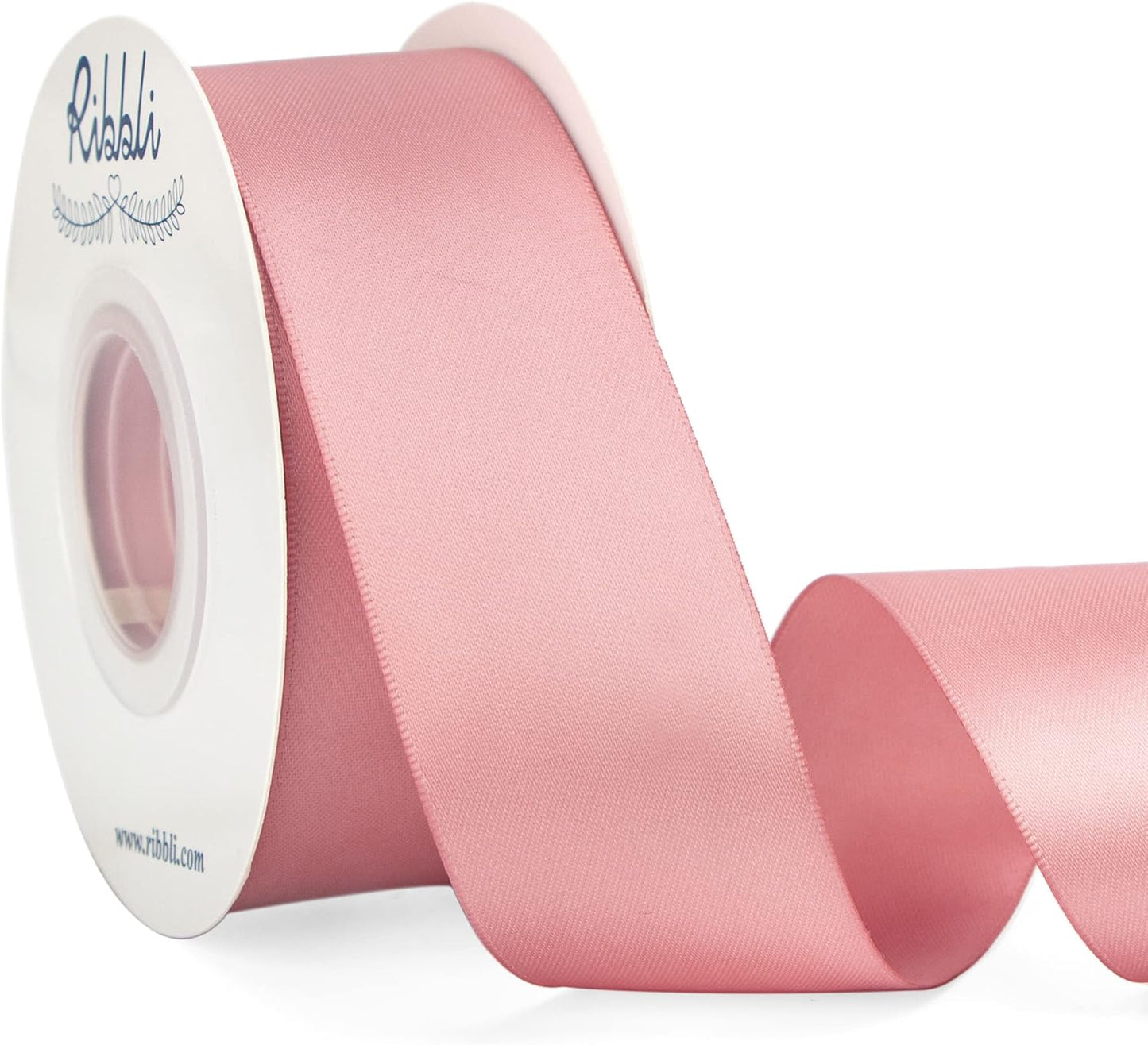 Ribbli Rose Gold Double Faced Satin Ribbon,1-1/2” x Continuous 25 Yards,Use for Bows Bouquet,Gift Wrapping,Wedding Decoration