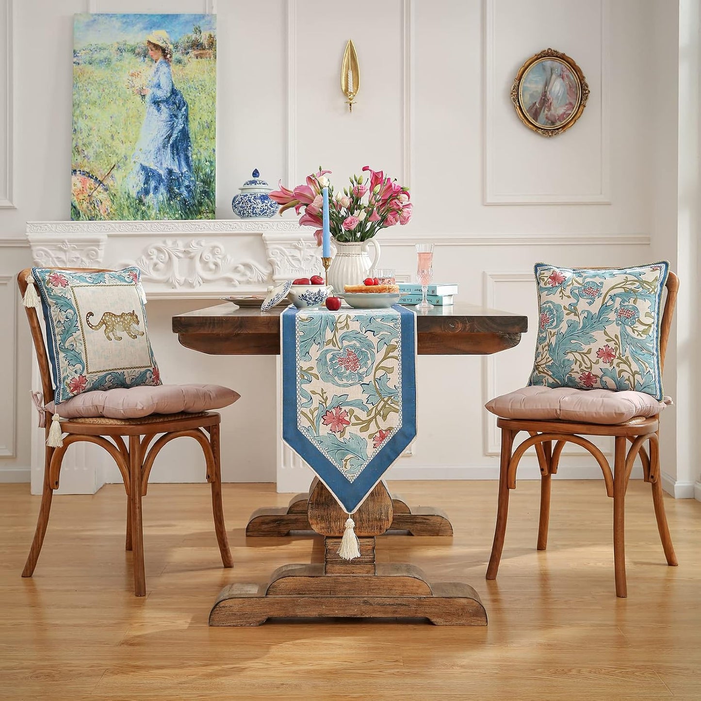 patdrea Linen Leopard Animal Table Runner Farmhouse for Home Kitchen Dining Decor Parties Family Dinners Christmas,12 x 118