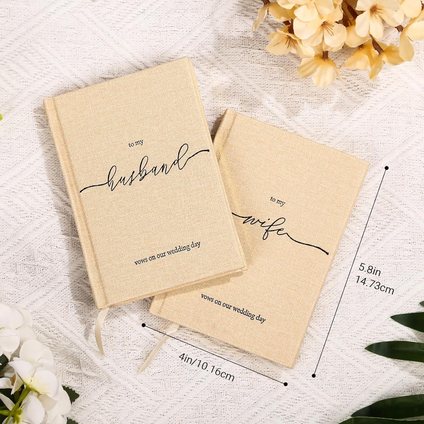 Wedding Vow Books His and Hers- Hard Cover Vow Books - Set of 2 with Silk Bookmarks & 40 Lined Pages - His & Hers Gifts Wedding Vow Book -Renewal & Wedding Must Haves (to My Husband/Wife)