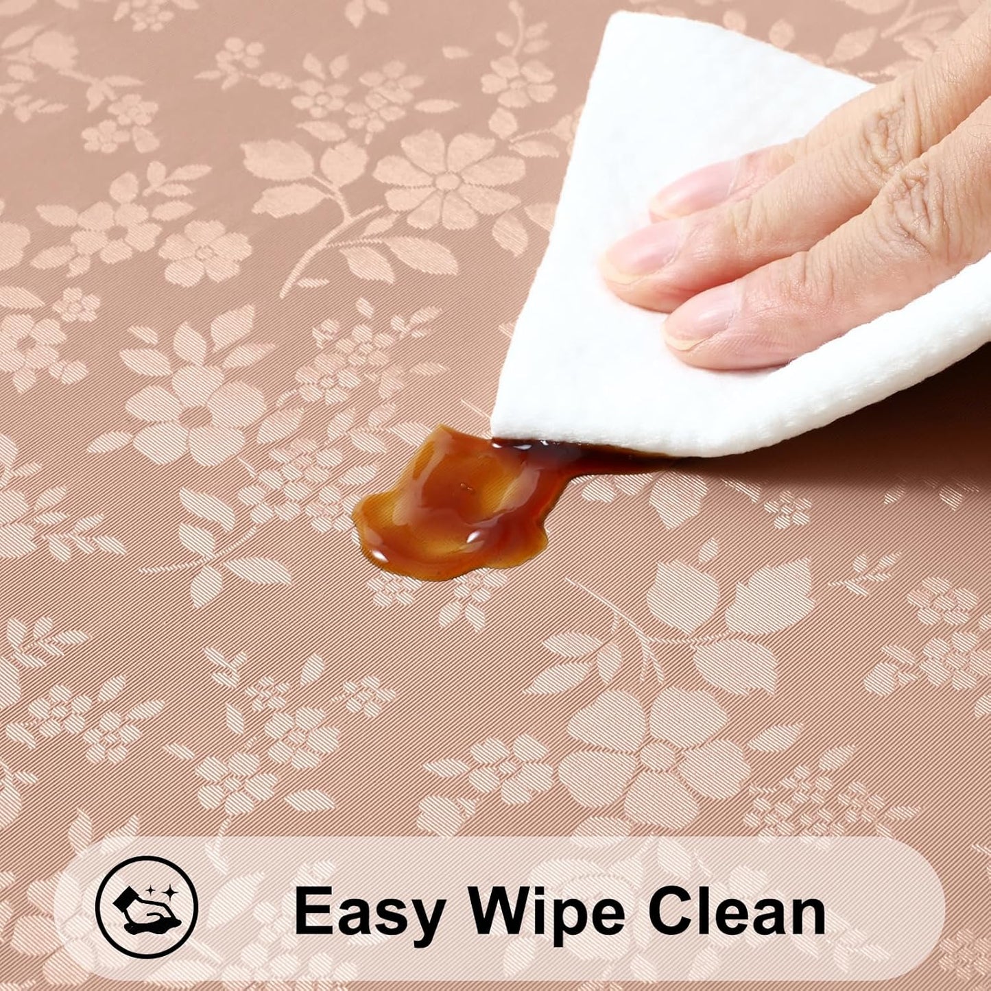 Smiry Rectangle Table Cloth, Waterproof Heavy Duty Vinyl Tablecloths, Wipeable Washable Table Cover for Kitchen and Dining Room (Tan, 60" X 102")