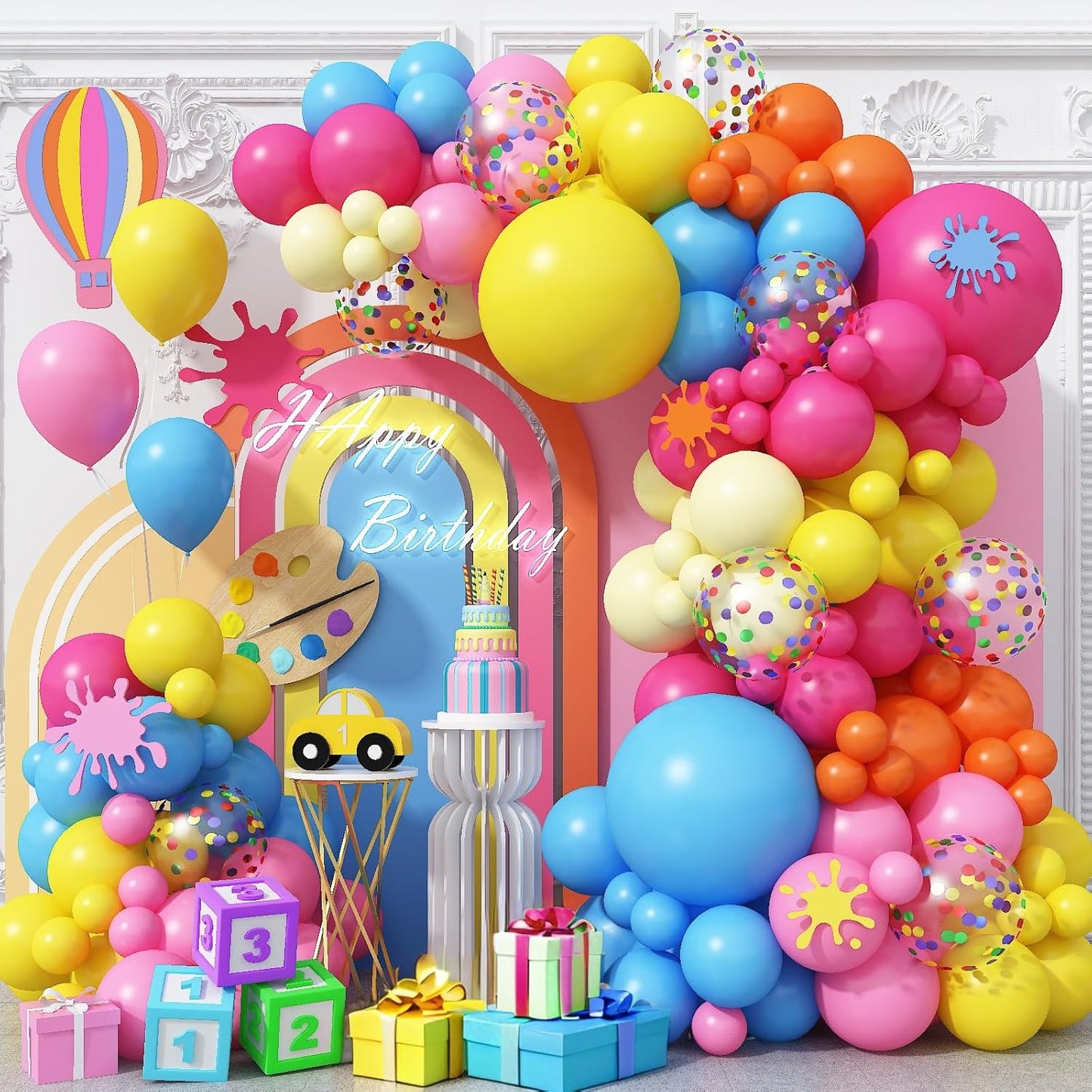 Rainbow Balloon Arch Kit 126Pcs Colorful Balloons Garland Multicolor Assorted Primary Color Pride Birthday Party Balloons for Kids Carnival Circus Fiesta Baby Shower Wedding Anniversary Decorations