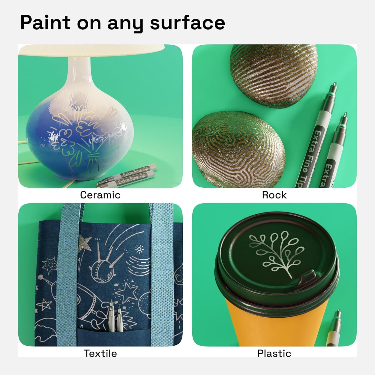 ARTISTRO 2 Silver Permanent Marker - Waterproof Markers for Tire, Fabric, Rocks, Glass, Ceramic, Wood, Paper - Oil Based Metallic Paint Pens - Extra-Fine Tip 0.7mm