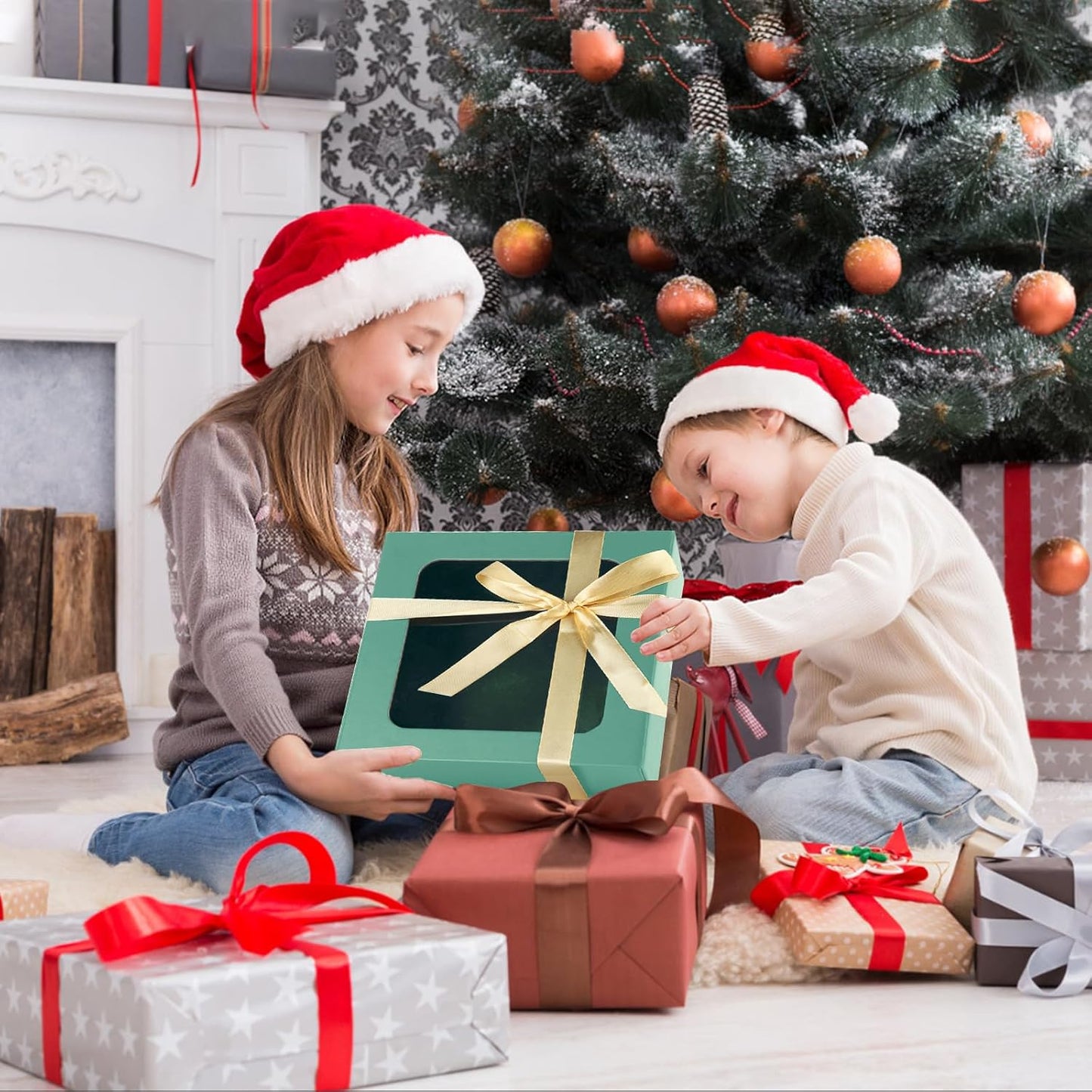 Light Green Gift Box with Window,7.5"x7.5"x3.1" Bridesmaid Boxe for Gifts Giving,Birthday Gift Boxes with Magnetic,Closure Lid Gifts Boxes for Presents,Cute Box,Luxury for Gift Packaging