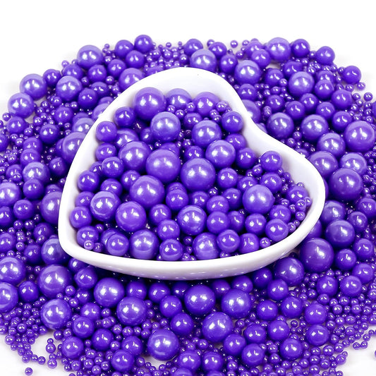 Edible Purple Pearl Sprinkles, Pearl Sugar Sprinkles, Edible Pearls for Cake Decorating, Cupcake Toppers, 180g/6.35oz, Mix Size, Cookie Decoration, Wedding Party Halloween Supplies