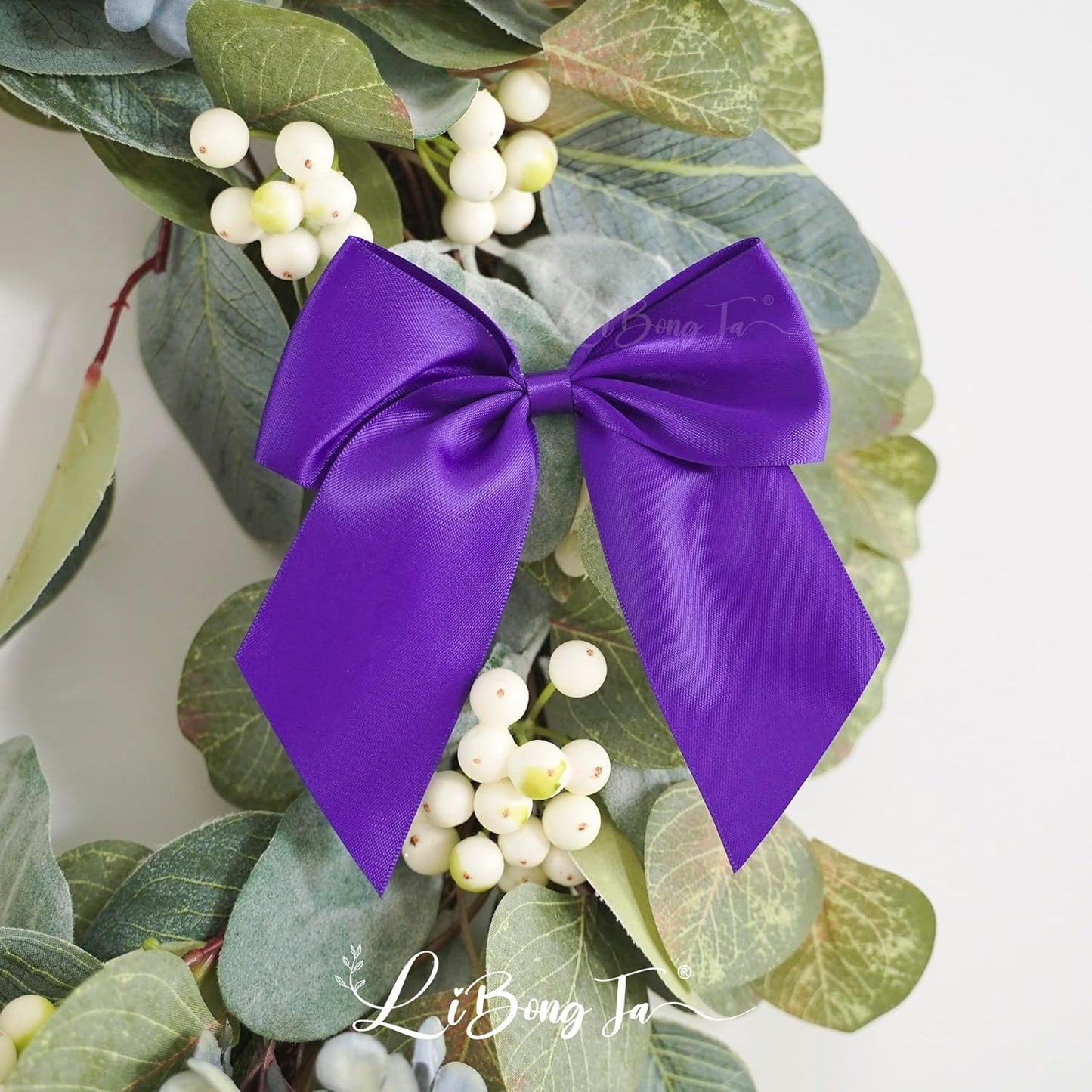 5'' Purple Bow Party Decorations Satin Bows, Twist Tie Bows for Treat Bags, Cake Pops, Pre-Tied Bow Premade Ribbon Bows for Crafts, Holiday Bows for Gift Wrapping, Wedding Decor-24 Counts