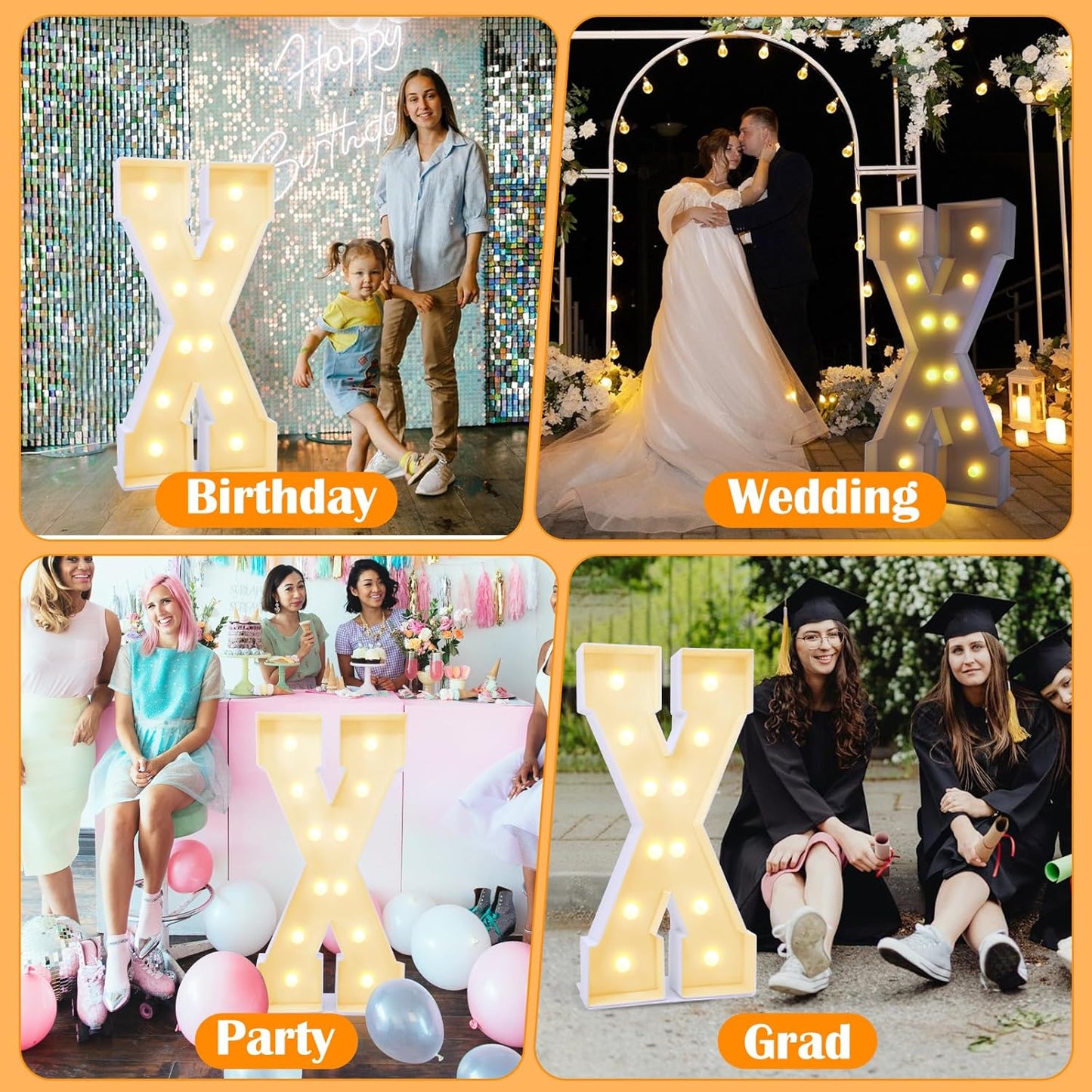 4ft Marquee for Letters X, Large Light up Letters, Multifunctional Large Marquee for Letters 4 Feet Tall for Party Decorations, Letter Balloons, Wedding Decor, Proposal Decorations (Letters X)