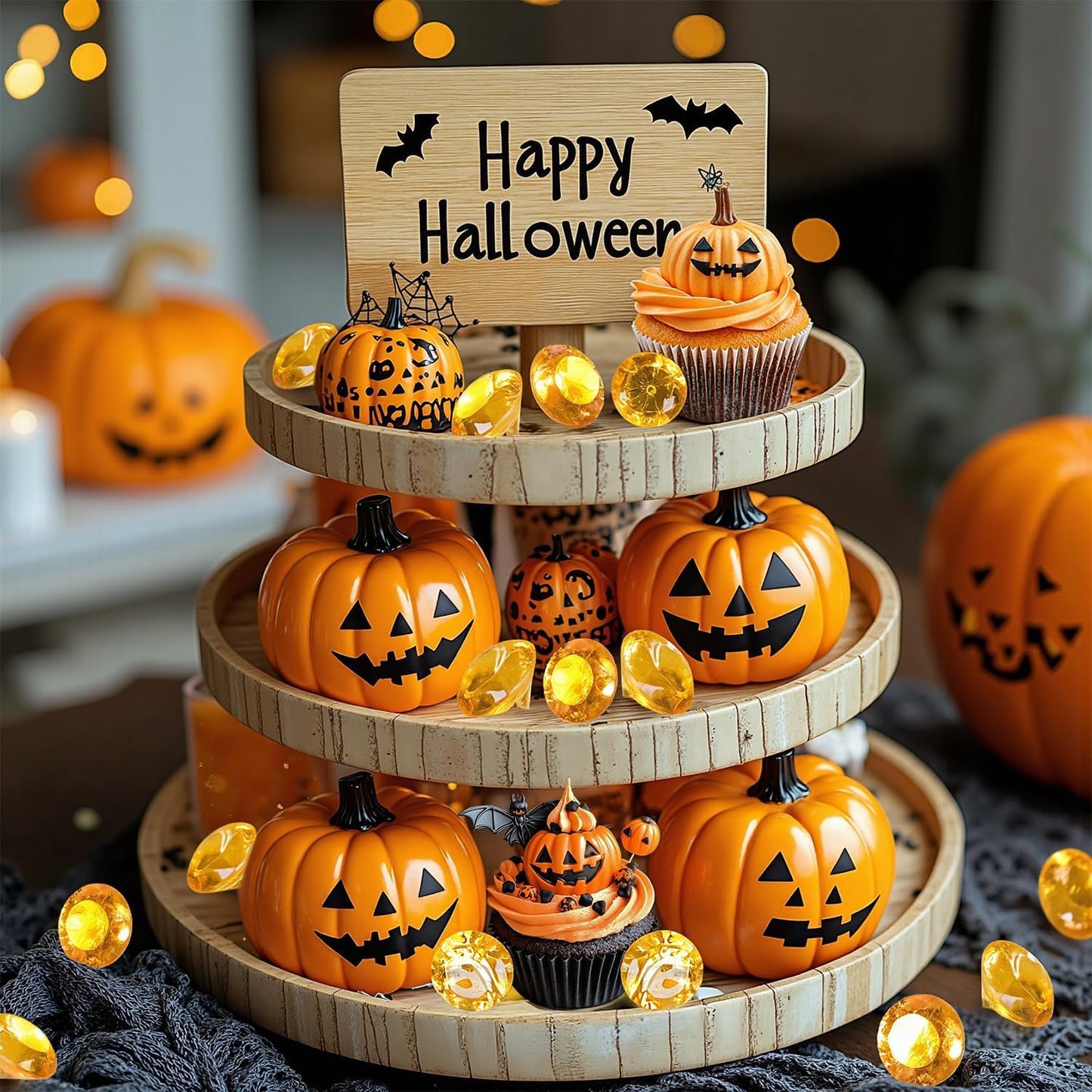 Acrylic Diamond Fake Gems Vase Filler, Babenest 240pcs 3/4 Inch Faux Diamonds Crystals Jewels for Table Scatters Wedding Party Event Arts & Crafts Birthday Decoration Favor (Gold)