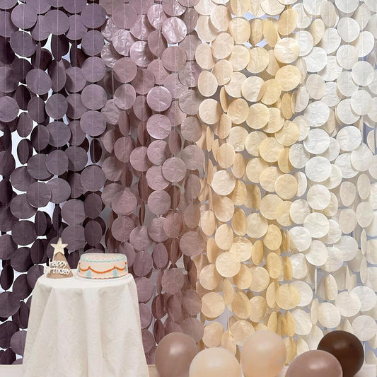 205Ft Brown Party Decorations Ombre Cream Tan Brown Boho Circle Dots Backdrop Streamer Tissue Paper Hanging Garland for Neutral Rustic Cowboy Western Teddy Bear Safari Woodland Birthday Party