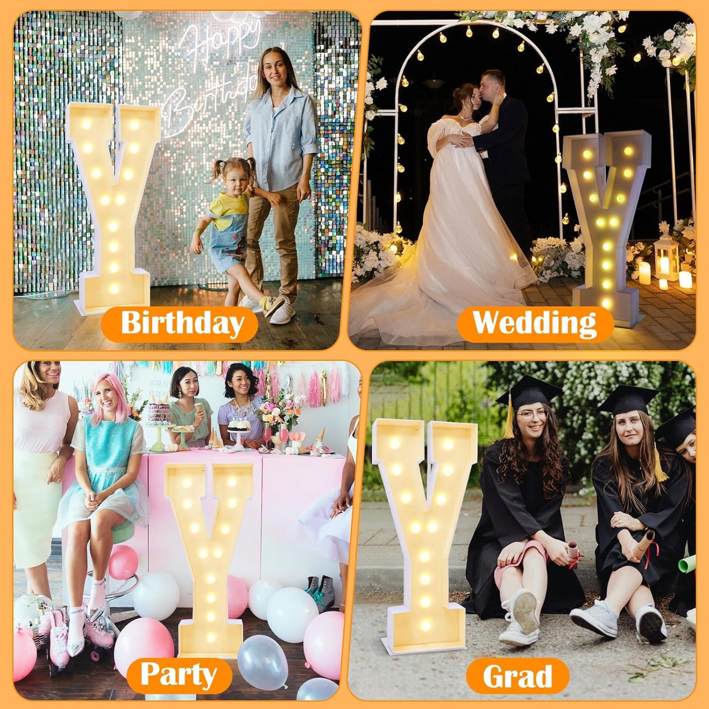 4ft Marquee for Letters Y, Large Light up Letters, Multifunctional Large Marquee for Letters 4 Feet Tall for Party Decorations, Letter Balloons, Wedding Decor, Will You Marry Me Decorations (Letters Y)