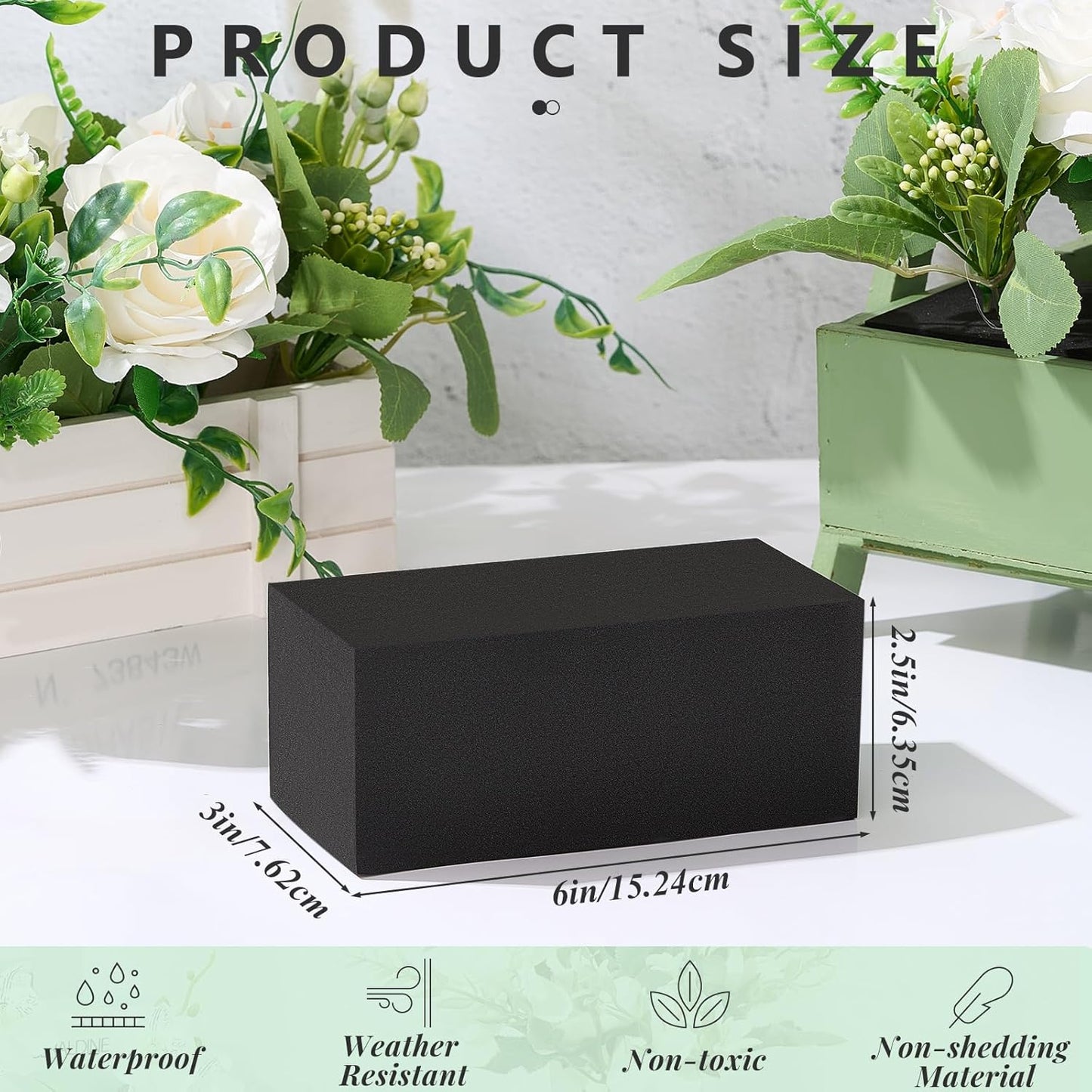 Lallisa 4 Pcs Reusable Floral Foam Blocks Water Weather Resistant Dry Floral Foam for Artificial Flower Arrangements Outdoor Flower Boxes Outside Hanging Planters Wedding Home Decor (6 x 3 x 2.5'')