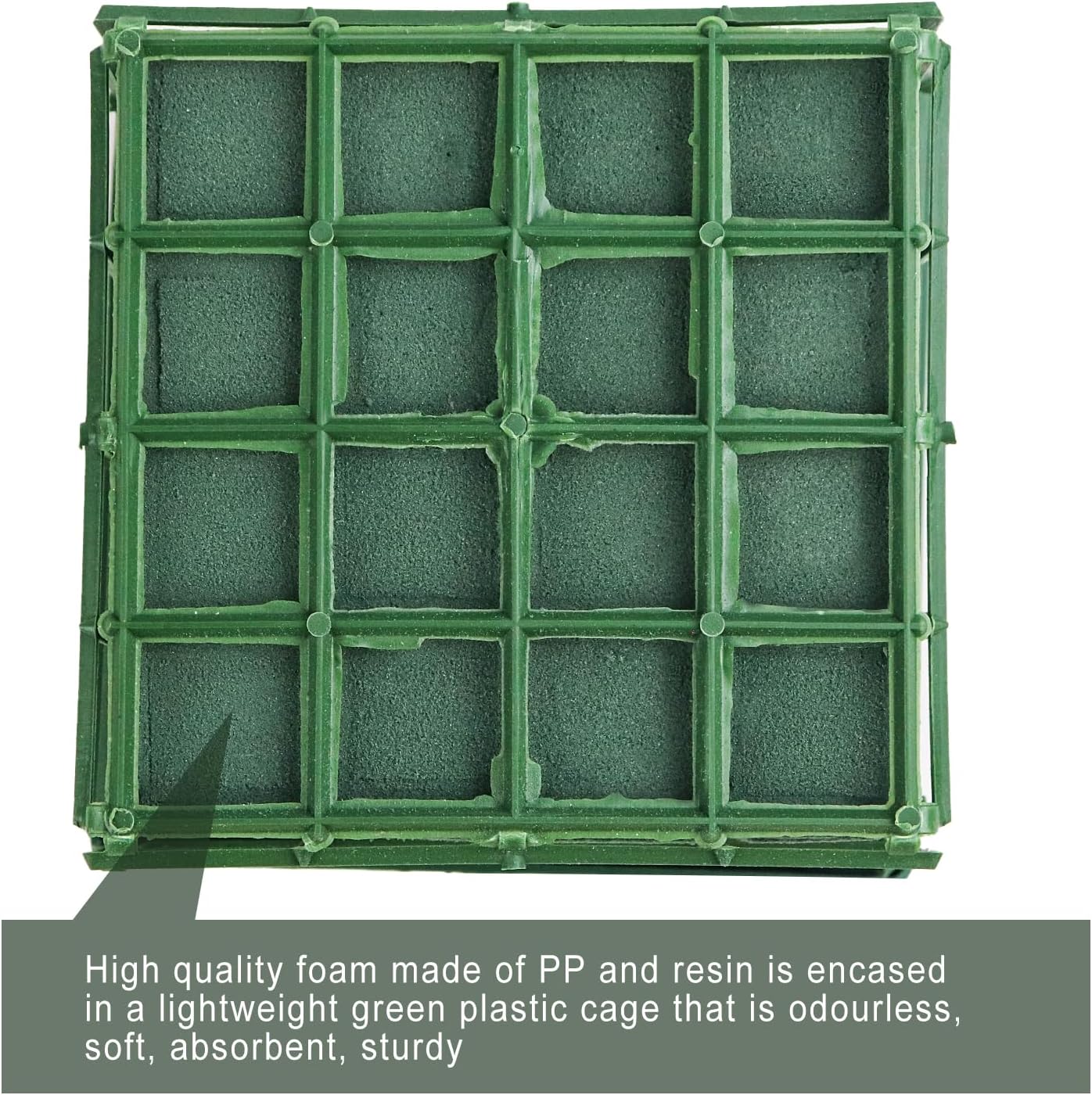 Krijues 4 Pcs Floral Foam Cage for Flowers for Christmas DIY Crafts, Square Flower Holder with Floral Foam for Fresh Flower Arrangement Decoration, Wedding, Interior and Garden 4.1 x 4.1 x 3.1 Inch