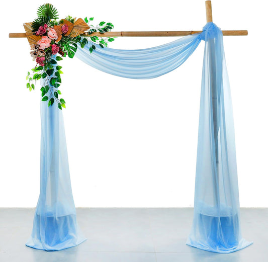 VDS Pack of 1 Panel (30 Inch X 20 Feet) Wedding Arch Draping Fabric Sheer Chiffon Fabric Drapery for Wedding Ceremony Reception Swag Backdrop Canopy Chuppah ARBO Altars Decoration (Turquoise)