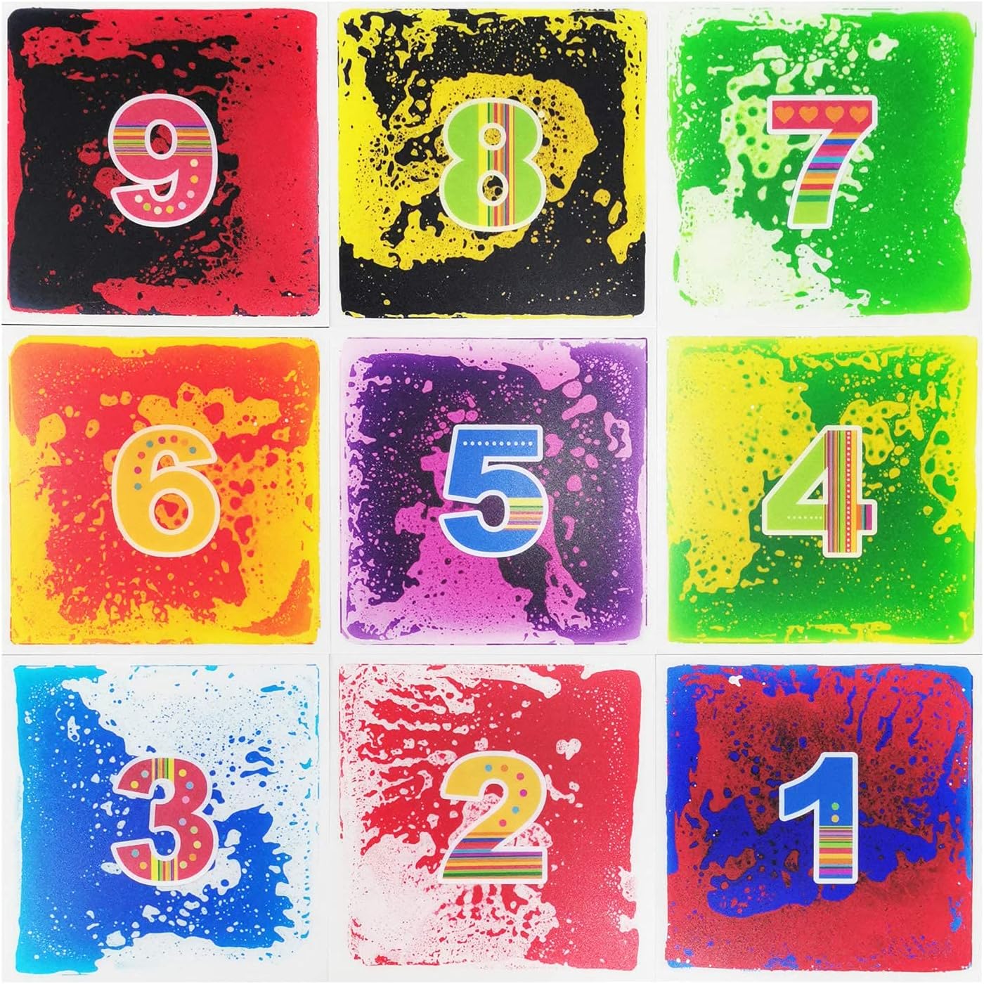 Art3d 10-Tile Sensory Room Tiles Multi-Color Liquid Encased Floor Playmat Kids Play Floor Tiles, 19.7" Large Tile 27 Sq.Ft