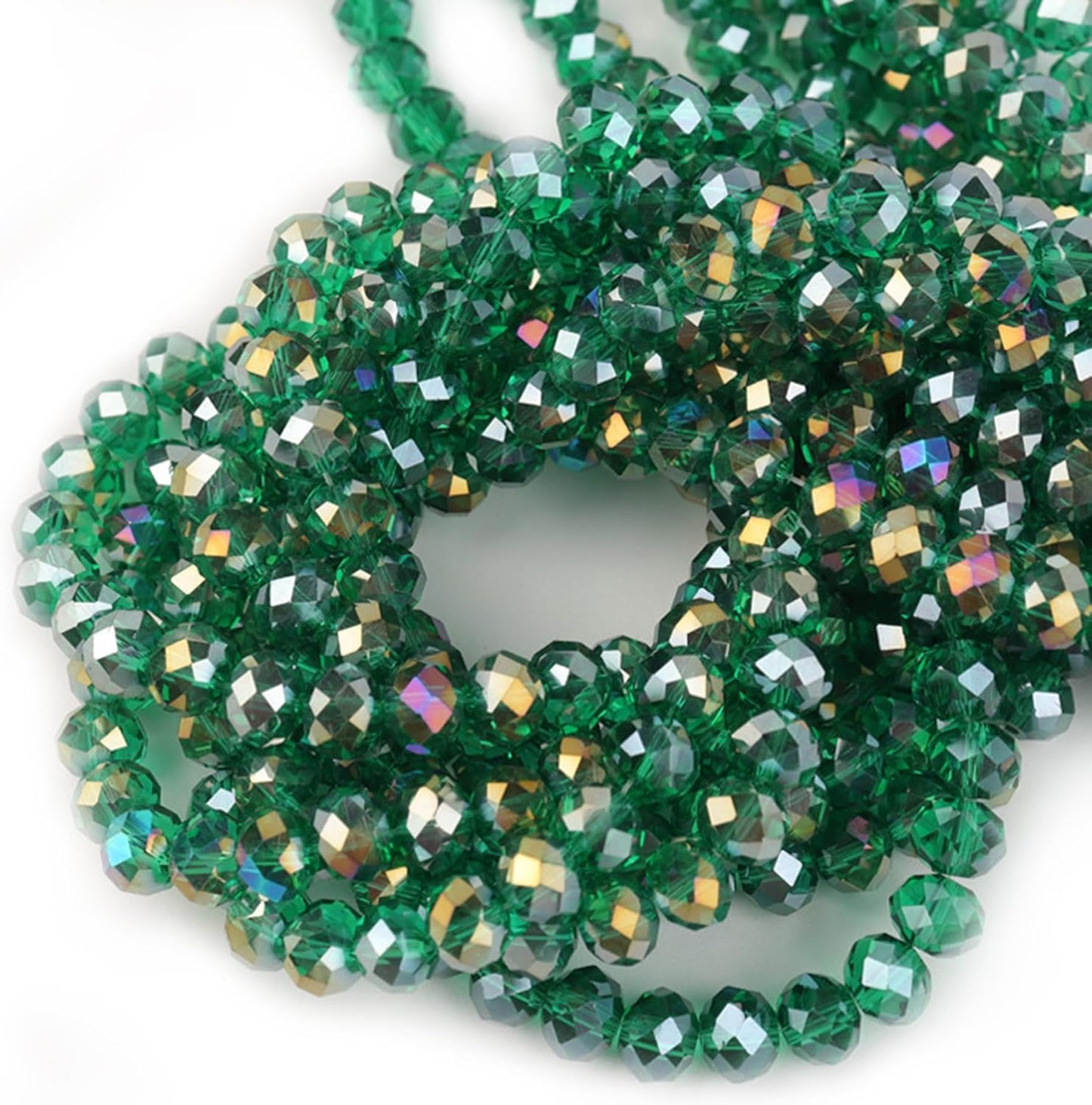220Pcs 10mm Crystal Glass Beads for Jewelry Making Beads for Bracelets Necklace Pendants Making Supplies(Malachite Green)