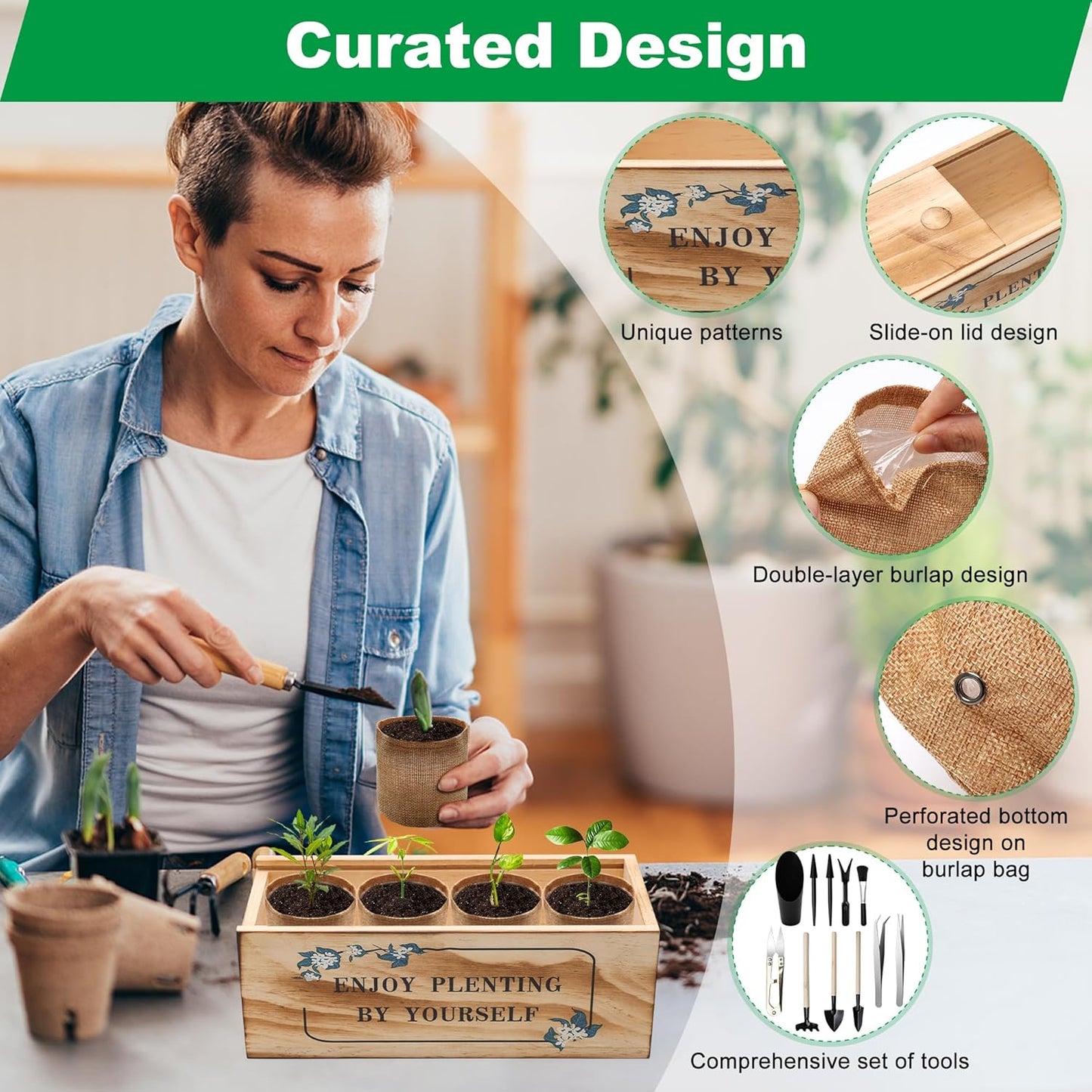 Bonsai Tree Starter Kit, Indoor Bonsai Tree Kit Meeting Planting and Caring Needs Curated Design for A Complete Gardening Experience for Enthusiasts