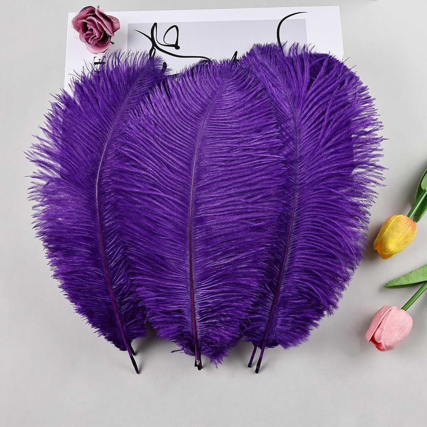THARAHT Purple Ostrich Feathers 12pcs Natural Bulk 10-12Inch 25cm-30cm for Crafts Wedding Party Centerpieces Halloween and Decoration Feather