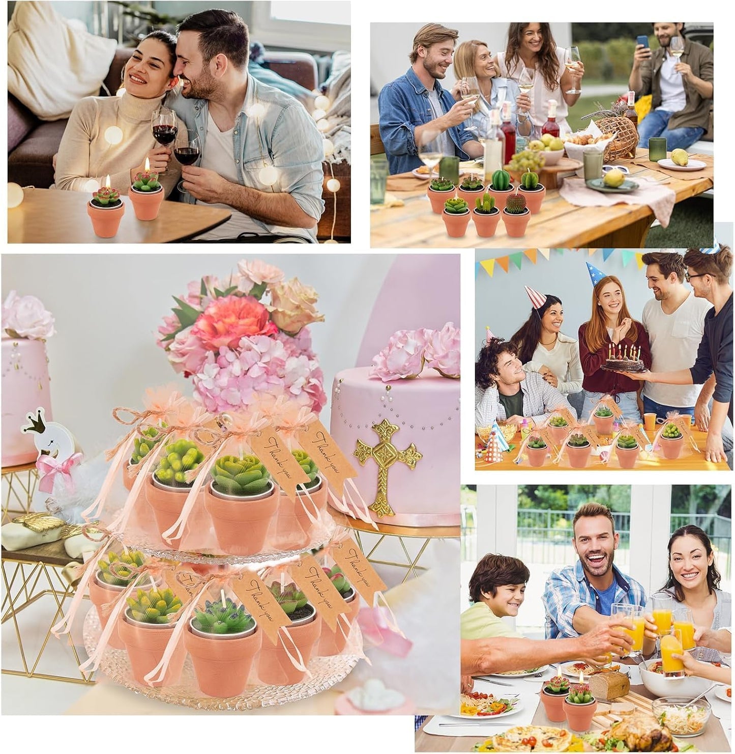 36 Pcs Succulent Cactus Candles Party Favors- Succulent Tealight Candles, Bulk Candle for Favors, Cactus Tea Light Candle with Mini Terracotta Clay Holders for Wedding Home Party Decor