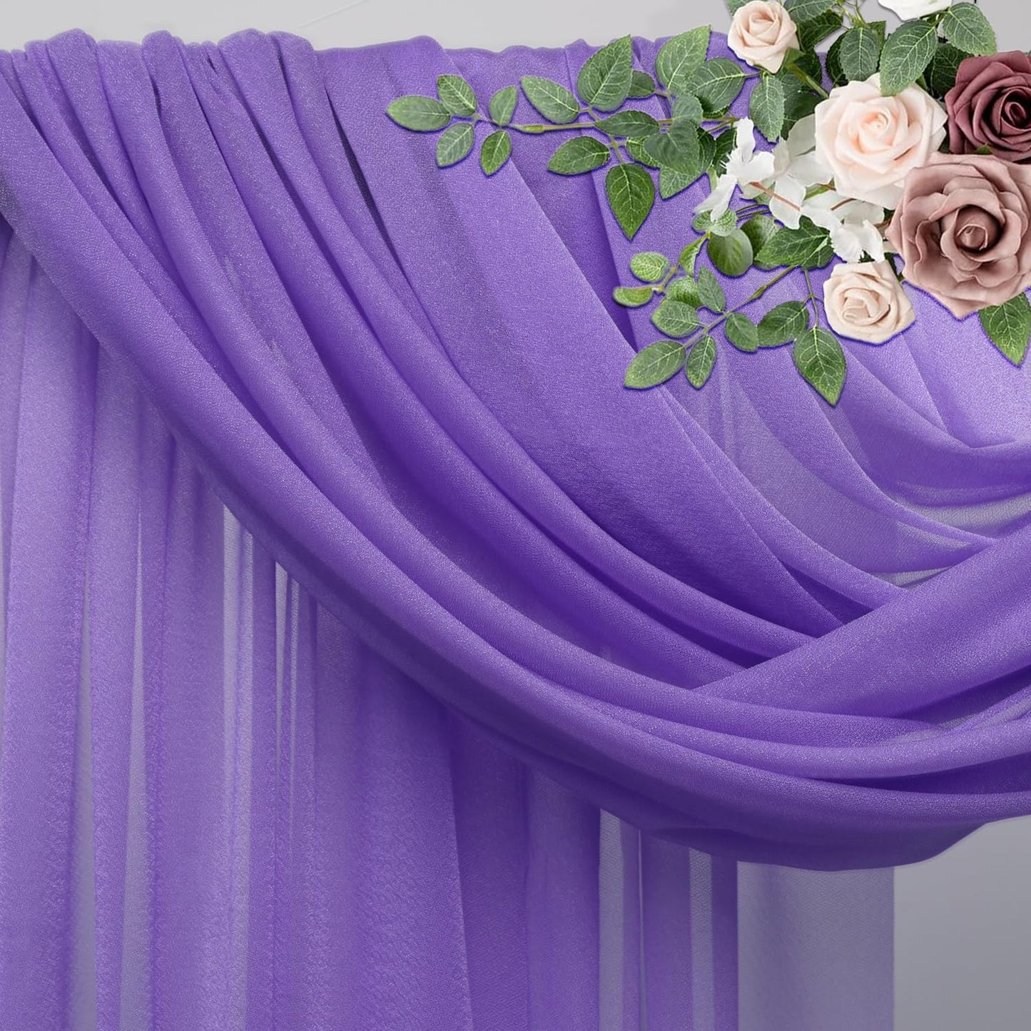Wedding Arch Draping Fabric 1 Panel 28.7" x 20FT Lavender Purple Sheer Chiffon Backdrop Drapes for Wedding Ceremony Birthday Party Bridal Shower Outdoor Decoration