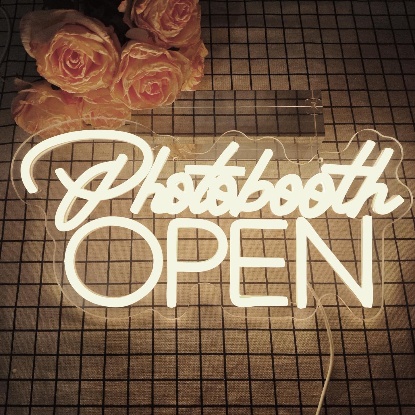 PhotoBooth Neon Sign for Wall Decor Dimmable Photobooth Neon light with USB Open Neon Light Office Open Sign Neon Decor Wedding Reception Sign