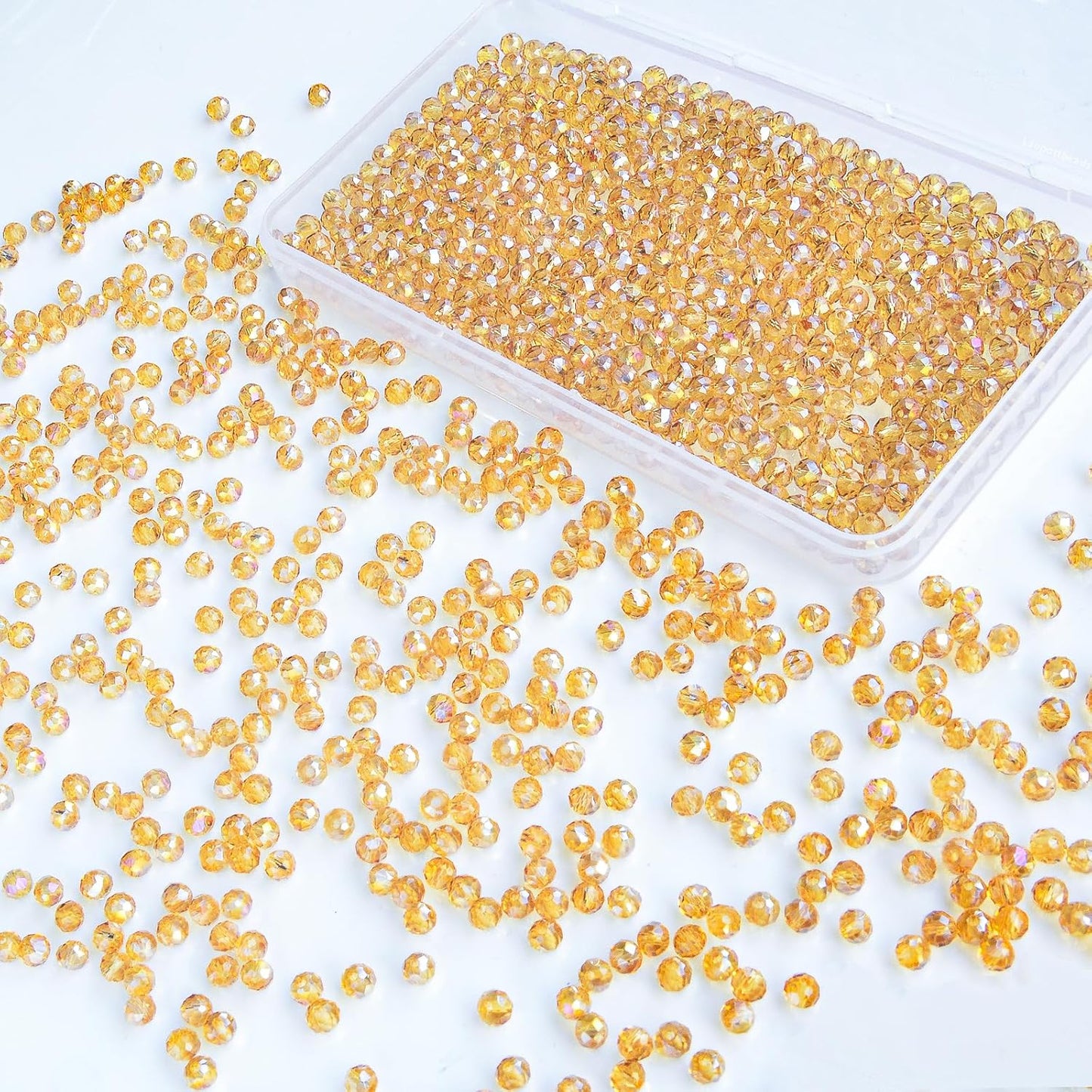 1200 Pcs 4mm Round Crystal Glass Beads for DIY Jewelry, Ideal for Bracelets, Necklaces, Pendants, and Handmade Craft Projects(Gold Champagne)