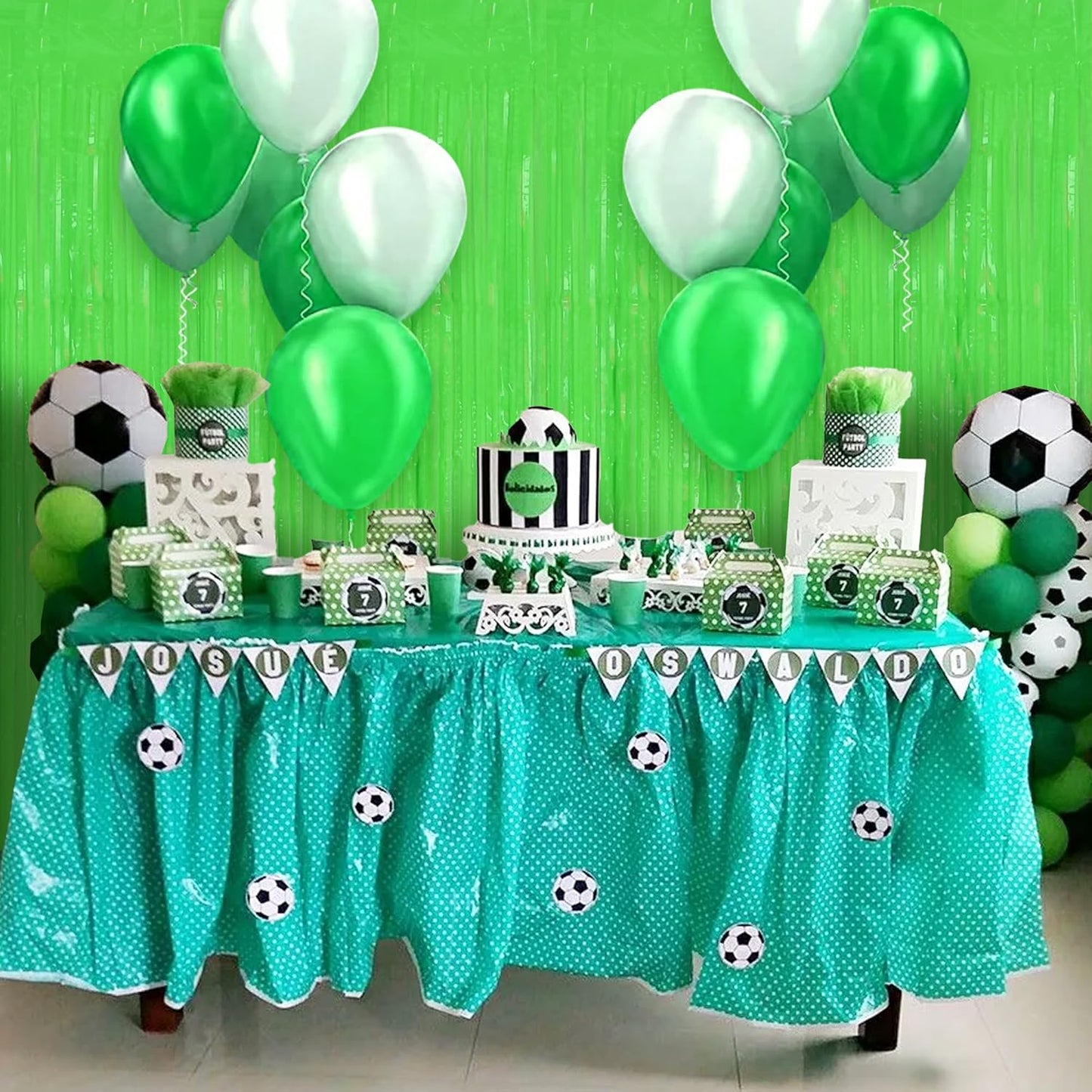 BEISHIDA 2Pcs Green Door Streamer Fluorescent Blue Backdrop Blue Foil Fringe Curtains Tinsel for Birthday Baby Shower Halloween Backdrop Wedding Party Decoration (3.28 ft x 6.56 ft)