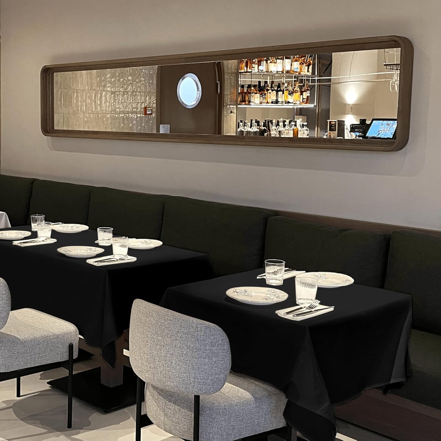 sancua Black Square Tablecloths 85x85 Inch, 2 Pack - Fabric Table Cloth for Square or Round Tables, Washable Polyester Table Cover for Outdoor Party, Birthday, Buffet, Resturant