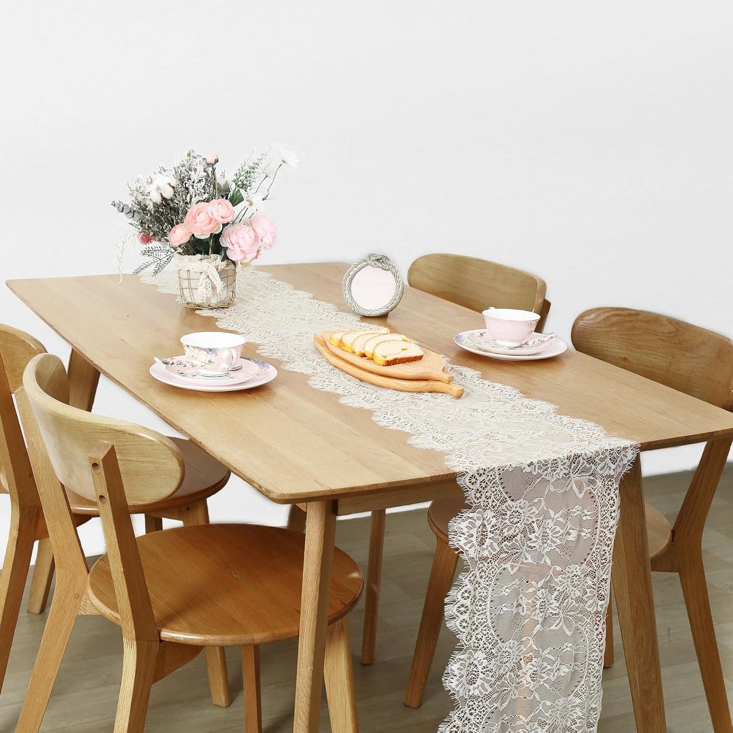 Lace Table Runner 6 Packs Ivory Table Fabric Embroidered Boho Table Runners for Party Wedding Bridal Shower Decorations Vintage Rustic Table Runners 14x120 Inches