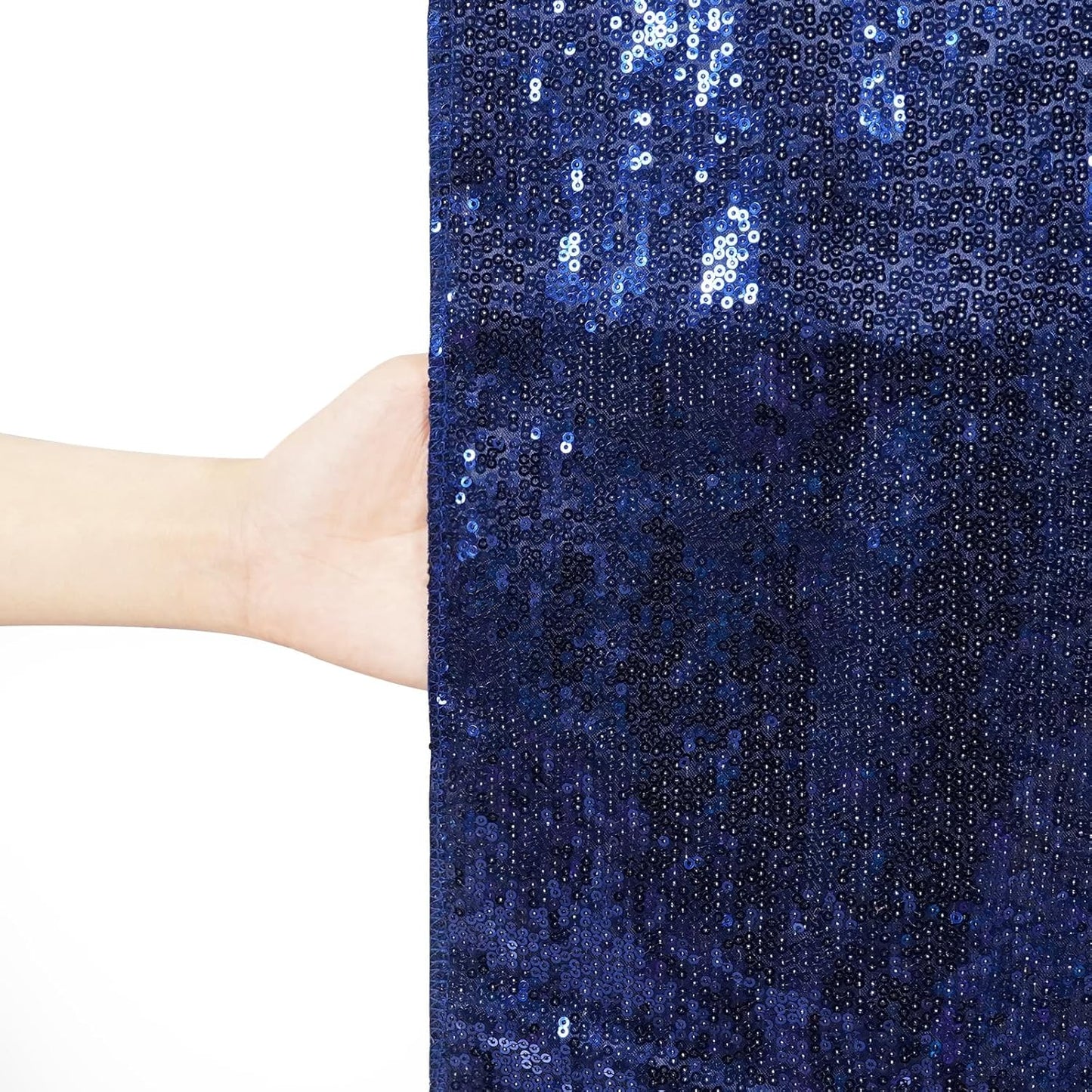 Poise3EHome 6Ft x 8Ft Navy Blue Sequin Backdrop Curtain, Glitter Thick Satin Sequin Background Drapes, Sparkly Backdrop for Weddings, Parties, Xmas, Thanksgiving Decor