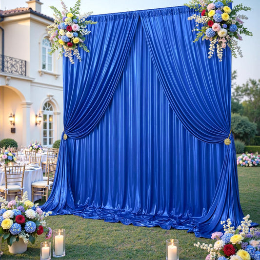 20ftx10ft Royal Blue Sequin Backdrop Curtain Panels for Parties, 4 Panels Wrinkle Free Glitter Photo Backdrop Drapes Shimmer Back Drop Cloth for Wedding Birthday Christmas Photography Background