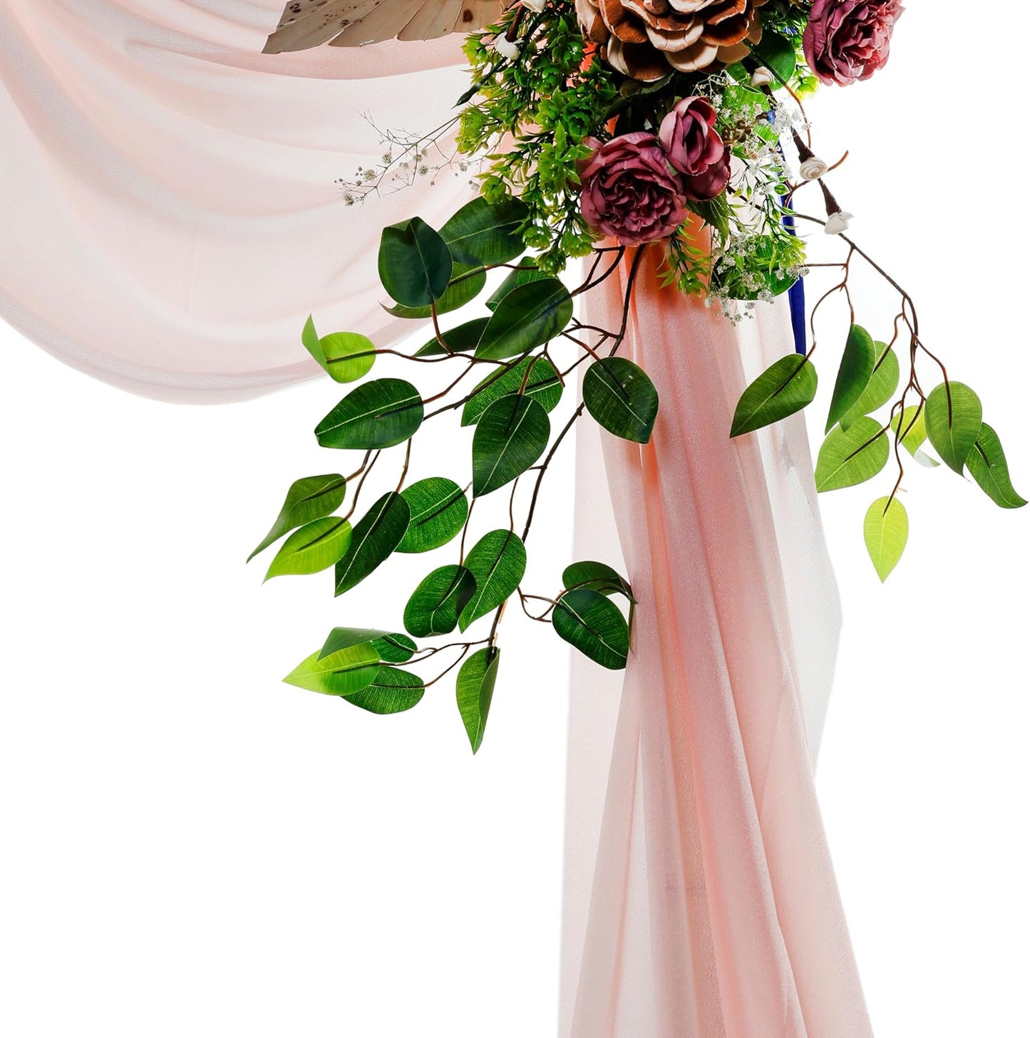 VDS Pack of 2 Panel (30 Inch X 40 Feet) Wedding Arch Draping Fabric Sheer Chiffon Fabric Drapery for Wedding Ceremony Reception Swag Backdrop Canopy Chuppah ARBO Altars Decoration (Dusty Rose)