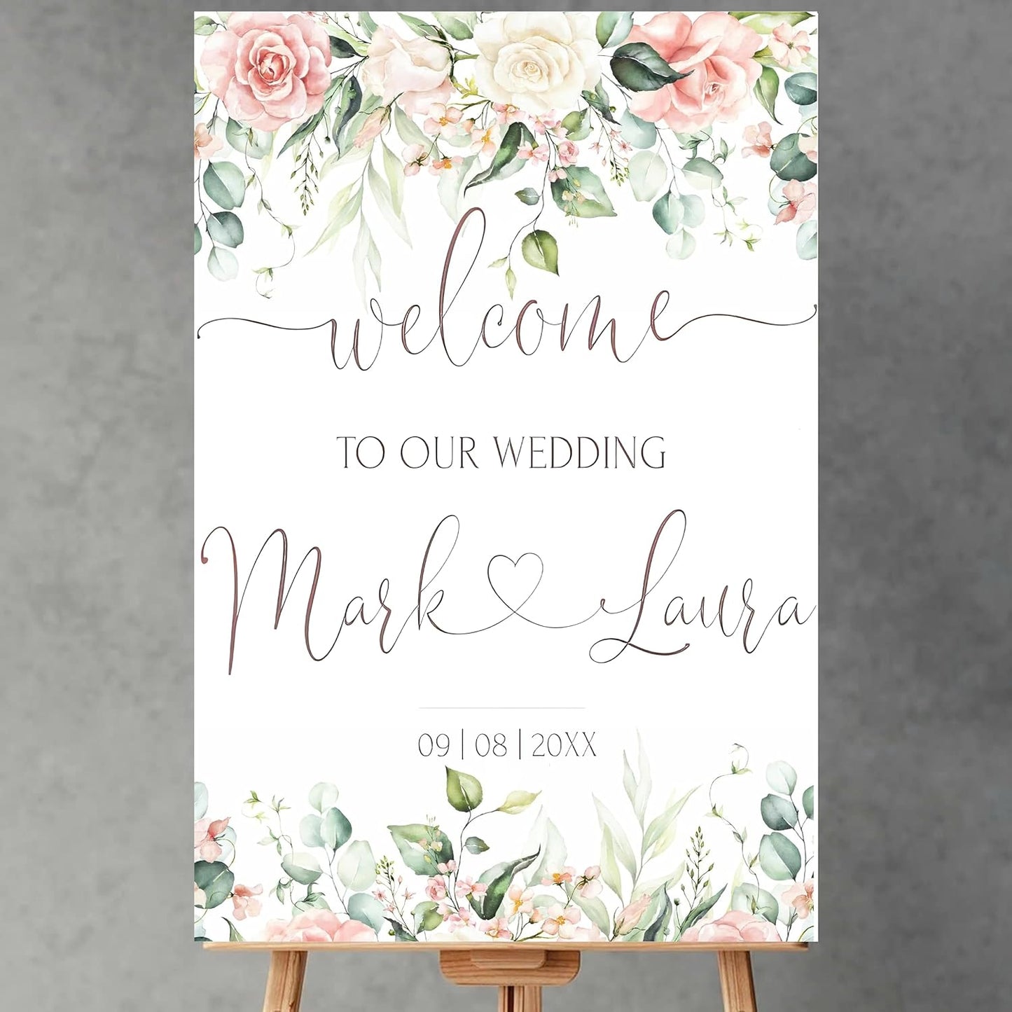 Personalized Wedding Welcome Sign, Welcome To Our Wedding Sign, Blush Pink Wedding Welcome Sign | Soft Pink Editable Welcome Poster | Floral Printable Wedding Welcome Board | Editable Wedding Sign
