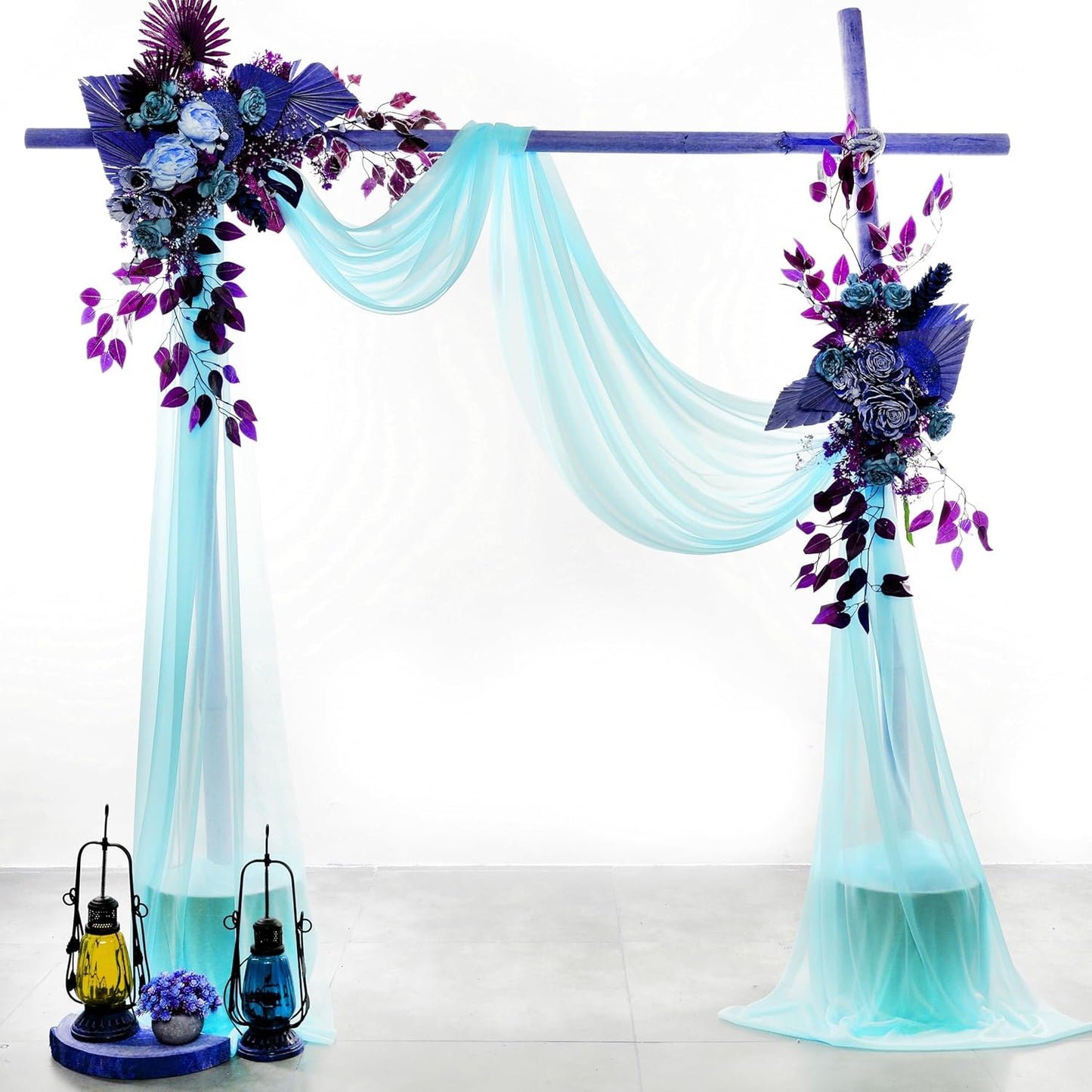 VDS Pack of 1 Panel (30 Inch X 50 Feet) Wedding Arch Draping Fabric Sheer Chiffon Fabric Drapery for Wedding Ceremony Reception Swag Backdrop Canopy Chuppah ARBO Altars Decoration (Teal)