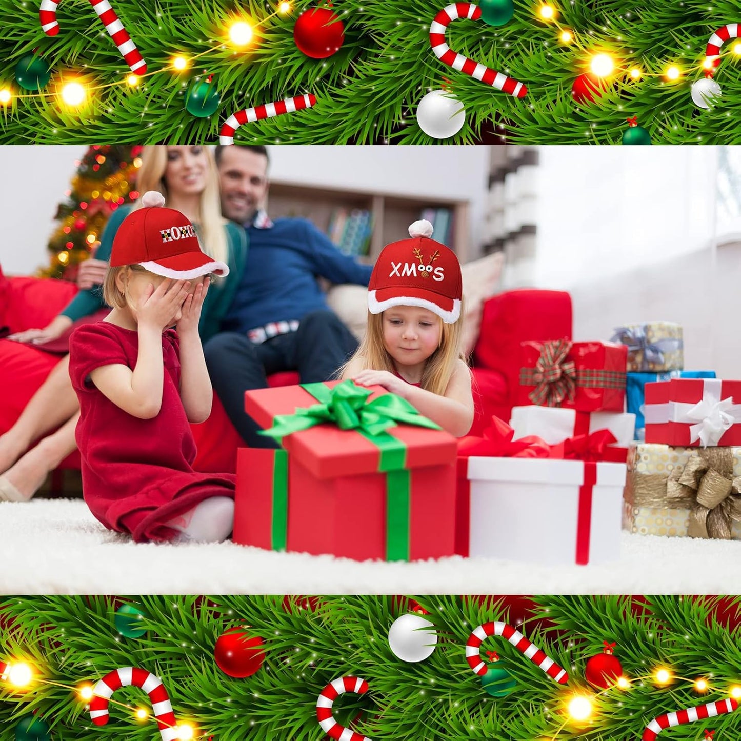 Christmas Santa Baseball Hat Santa Claus Costume hat with Fuzzy Fur Pom