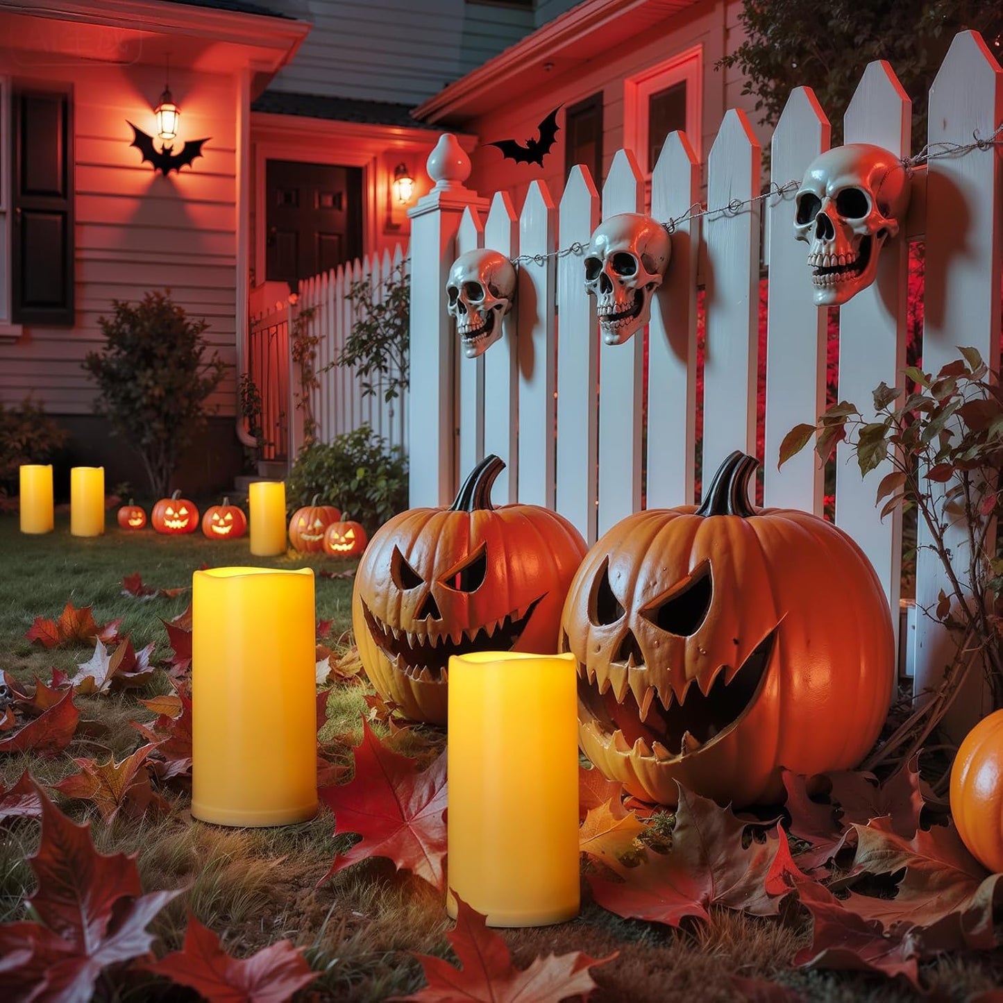 Homemory 6" x 12" Extra Large Outdoor Waterproof Candle with Auto 6-Hour Timer, Ivory Plastic Made, Long Last for Half A Year