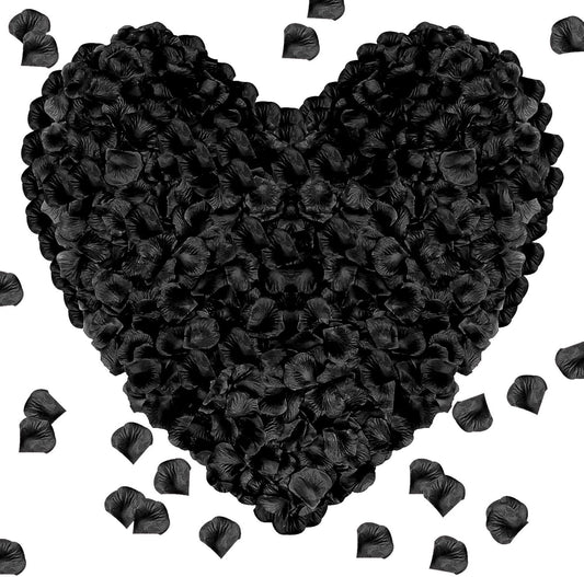 1000Pieces Rose Petals, Artificial Flower Petals Black Bose Petals for Romantic Night,Wedding,Proposal Anniversary Flower Decorations (Black)