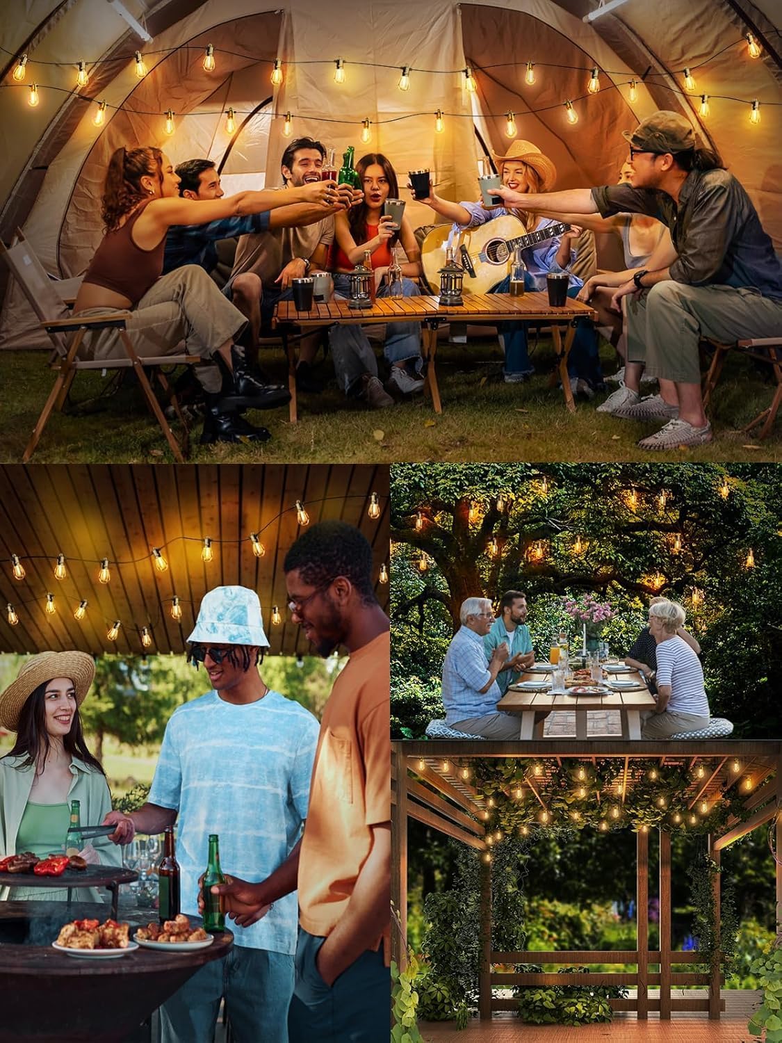 Svater Outdoor String Lights 300 FT, Patio Lights for Outside with Shatterproof Bulbs, Waterproof IP65 Commercial Hanging Light for Backyard Porch Balcony Bistro Party, 2700K