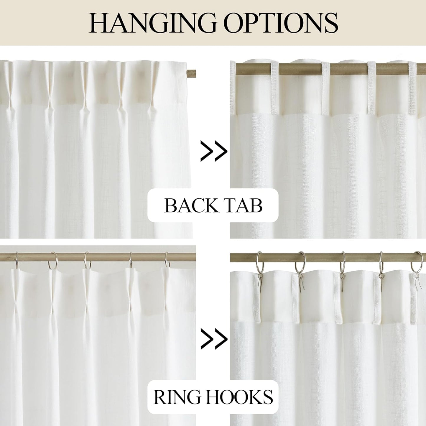 Vision Home White Pinch Pleated Semi Sheer Curtains Textured Light Filtering Window Curtains 90 inch for Living Room Bedroom Rayon Blended Pinch Pleat Drapes with Hooks 2 Panels 40" Wx90 L